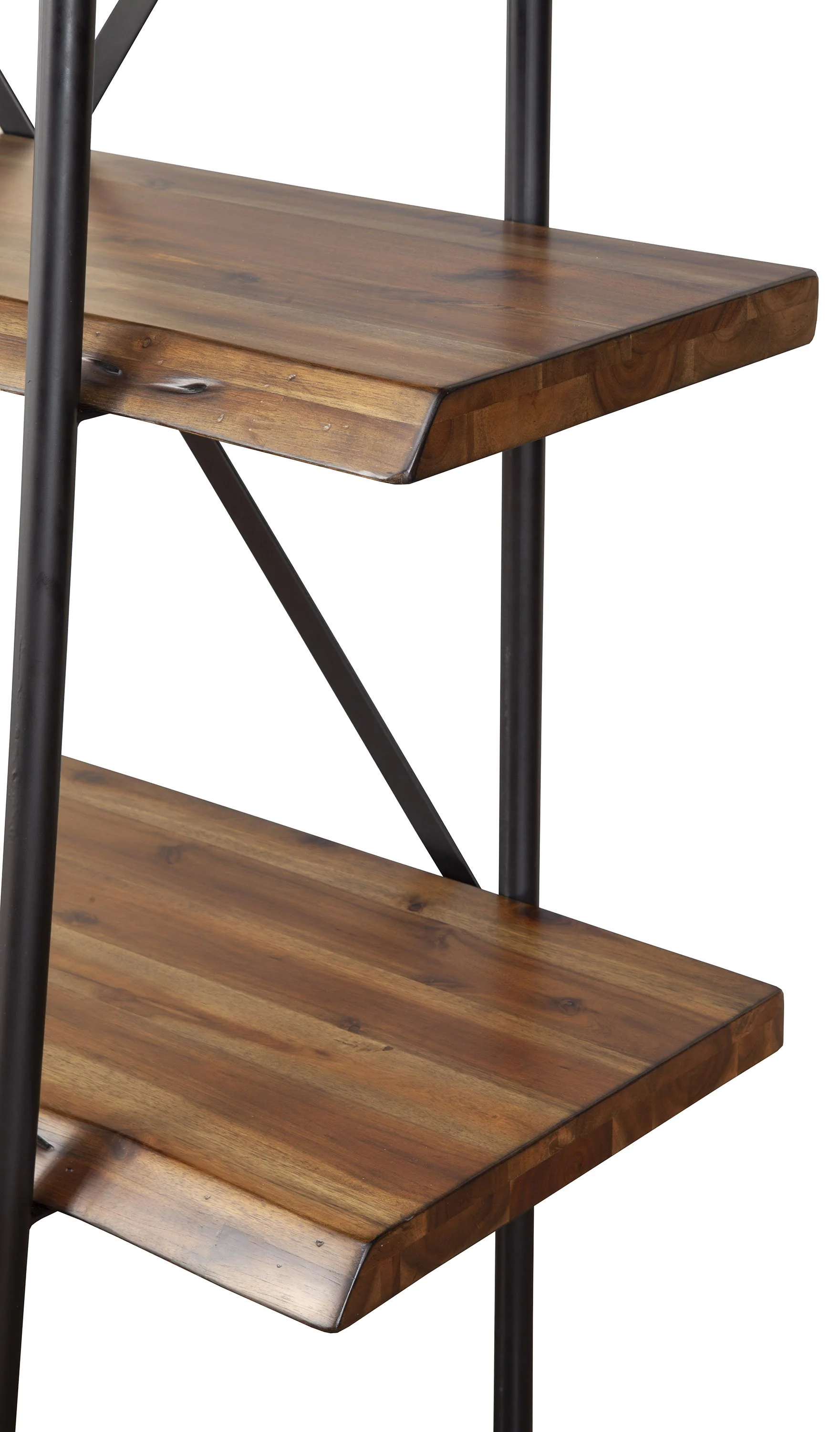 Brown Metal and Solid Wood Four Tier Step Bookcase By Homeroots - Image 2
