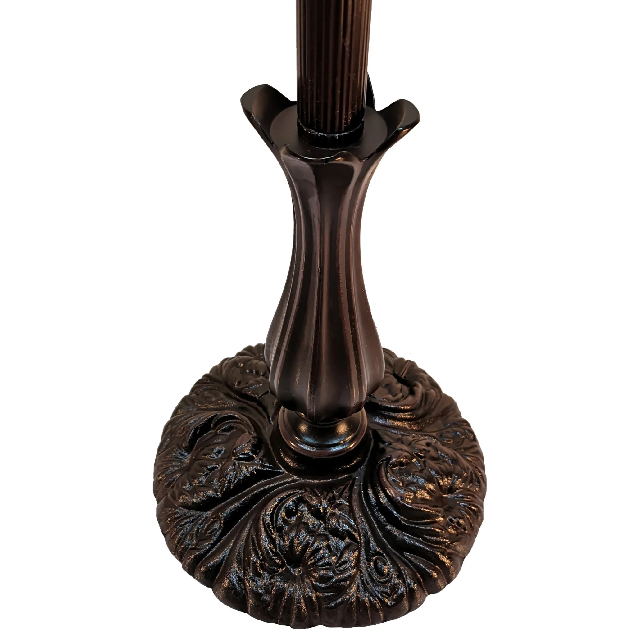 Brown Metal Arched Floor Lamp With Amber and Red Flowers Stained Glass Shade By Homeroots - Image 5