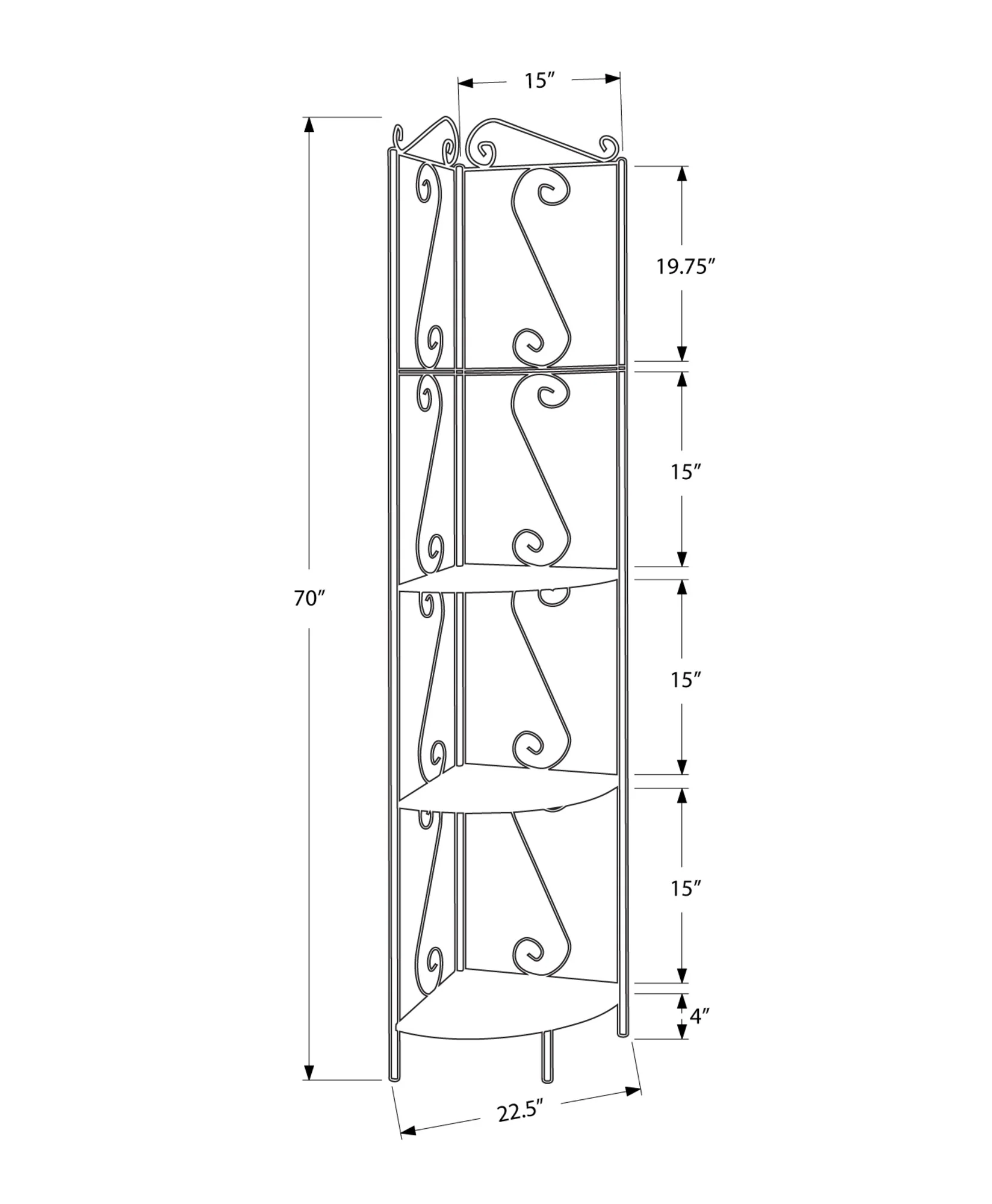 Brown Metal Corner Shelf Bookcase By Homeroots - Image 4