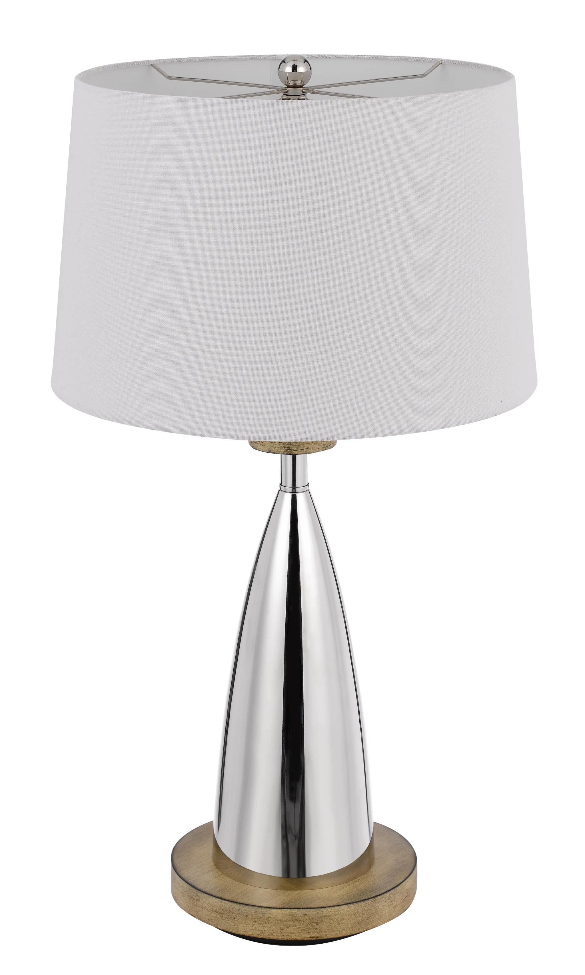 Brown Metal Geometric USB Table Lamp With White Empire Shade By Homeroots - Image 2