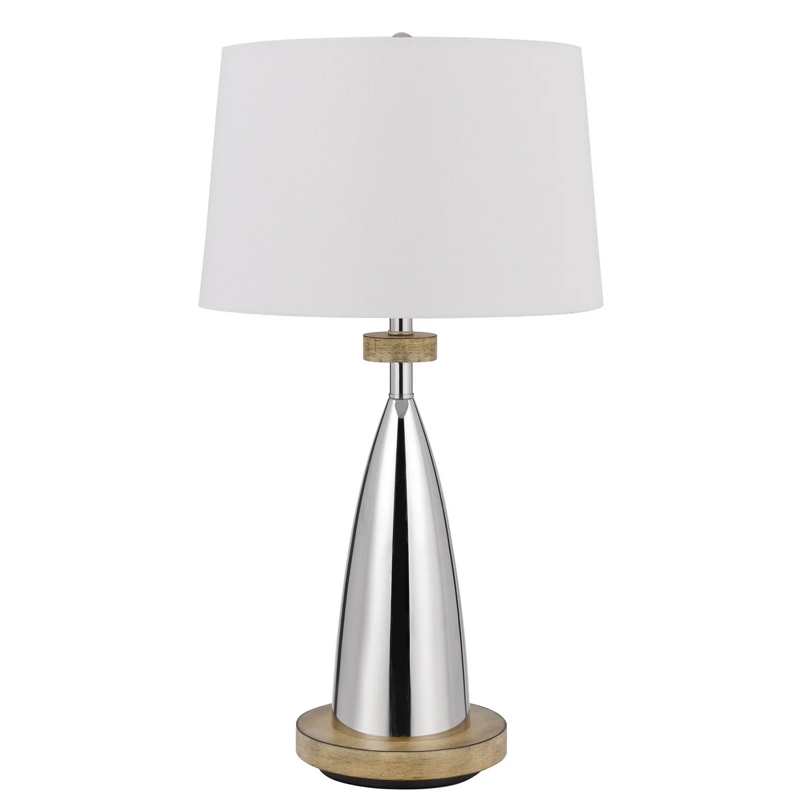 Brown Metal Geometric USB Table Lamp With White Empire Shade By Homeroots - Image 5