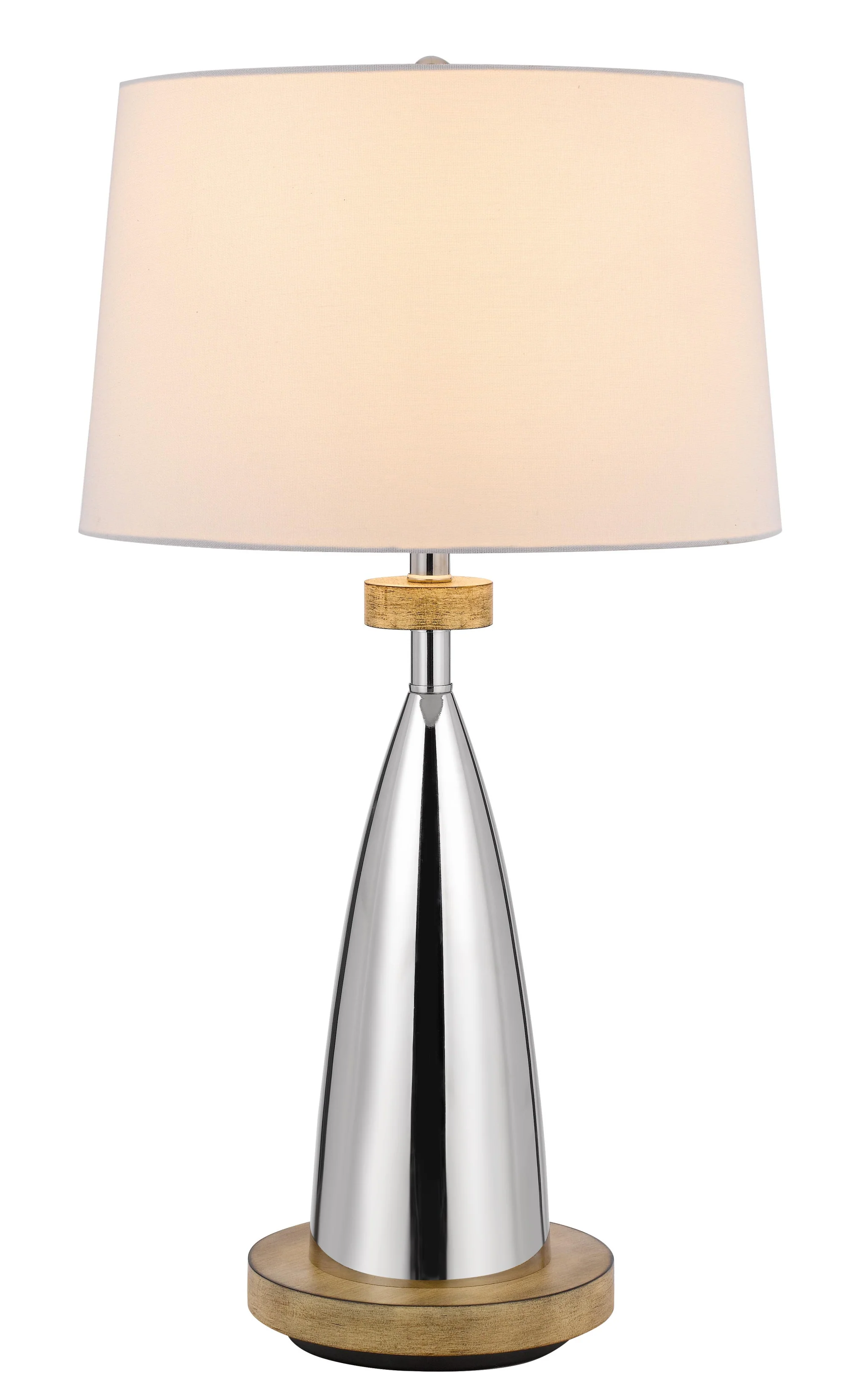 Brown Metal Geometric USB Table Lamp With White Empire Shade By Homeroots - Image 6