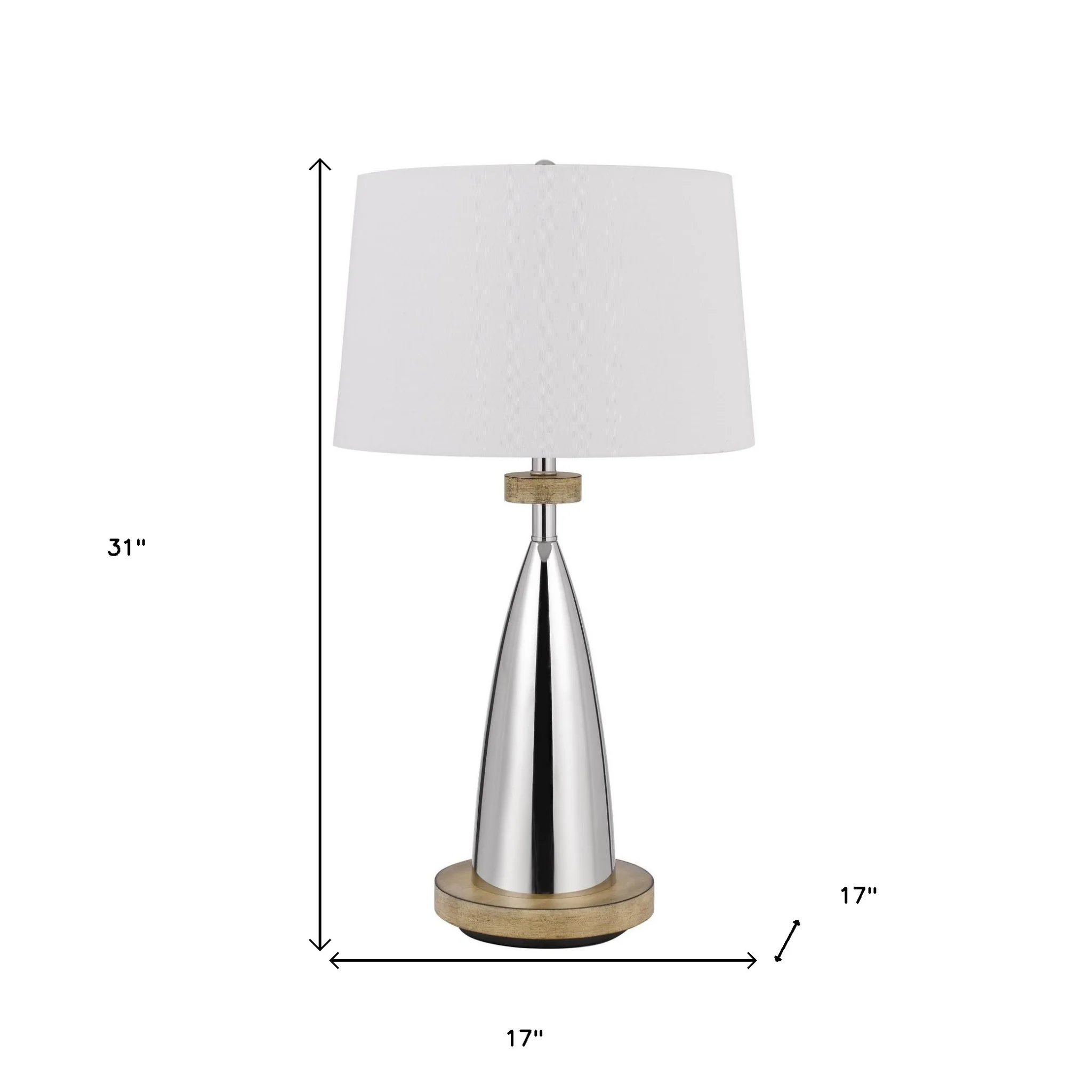 Brown Metal Geometric USB Table Lamp With White Empire Shade By Homeroots - Image 7