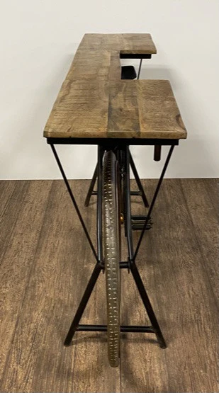 Brown Metal Mango Wood Iconic Vintage Cycle Table By Homeroots - Image 4
