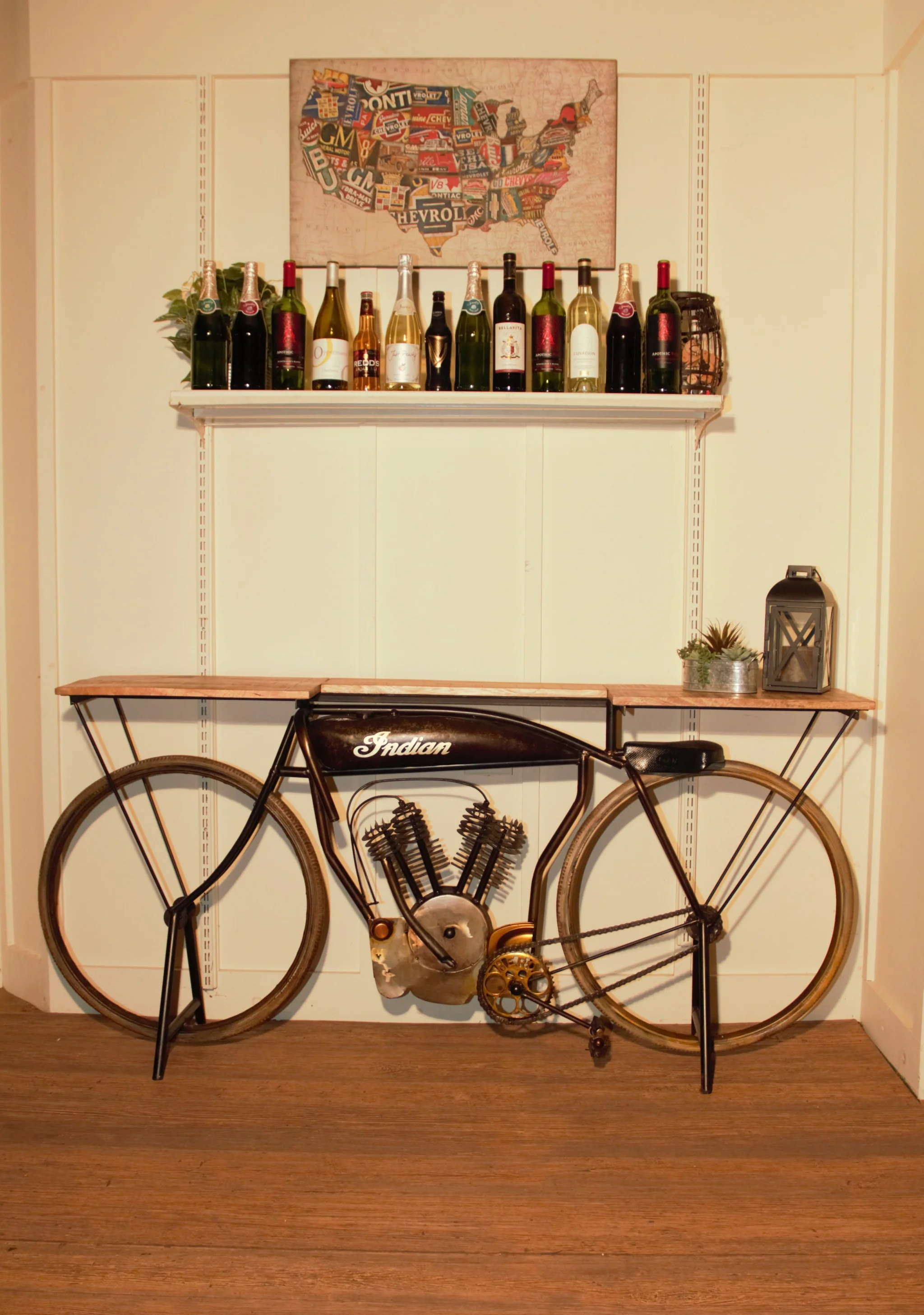 Brown Metal Mango Wood Iconic Vintage Cycle Table By Homeroots - Image 7