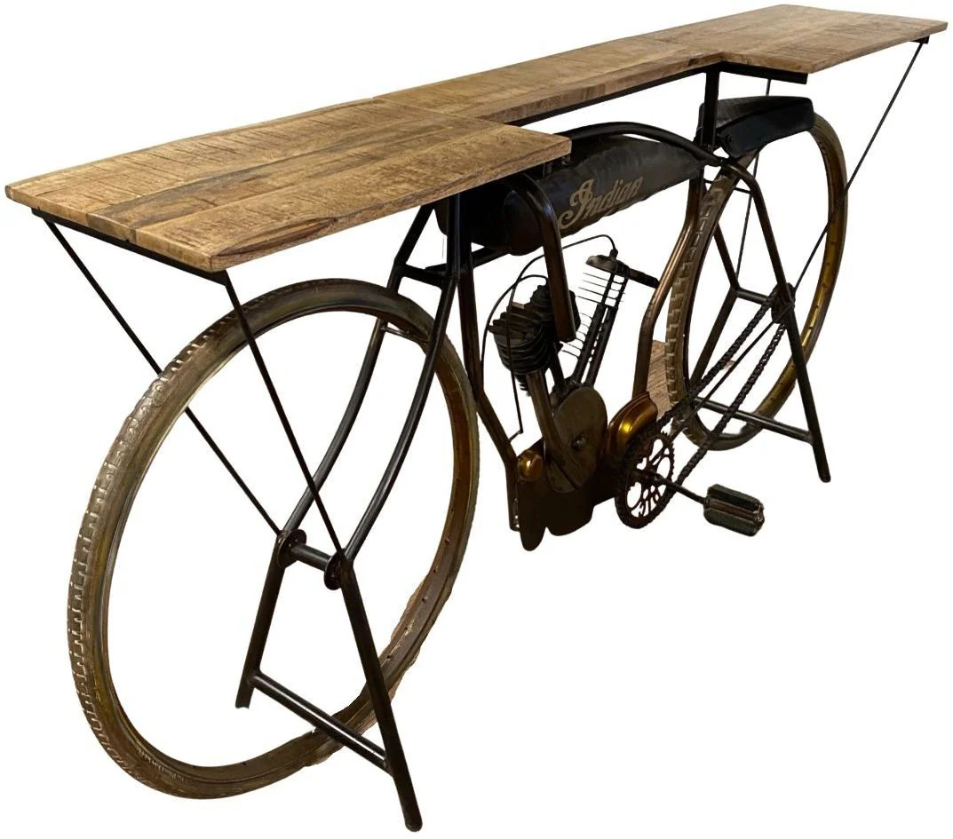 Brown Metal Mango Wood Iconic Vintage Cycle Table By Homeroots - Image 8