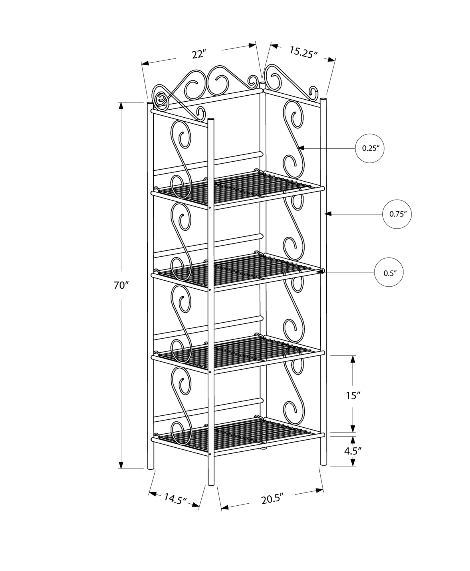 Brown Metal Shelf Bookcase By Homeroots - Image 4