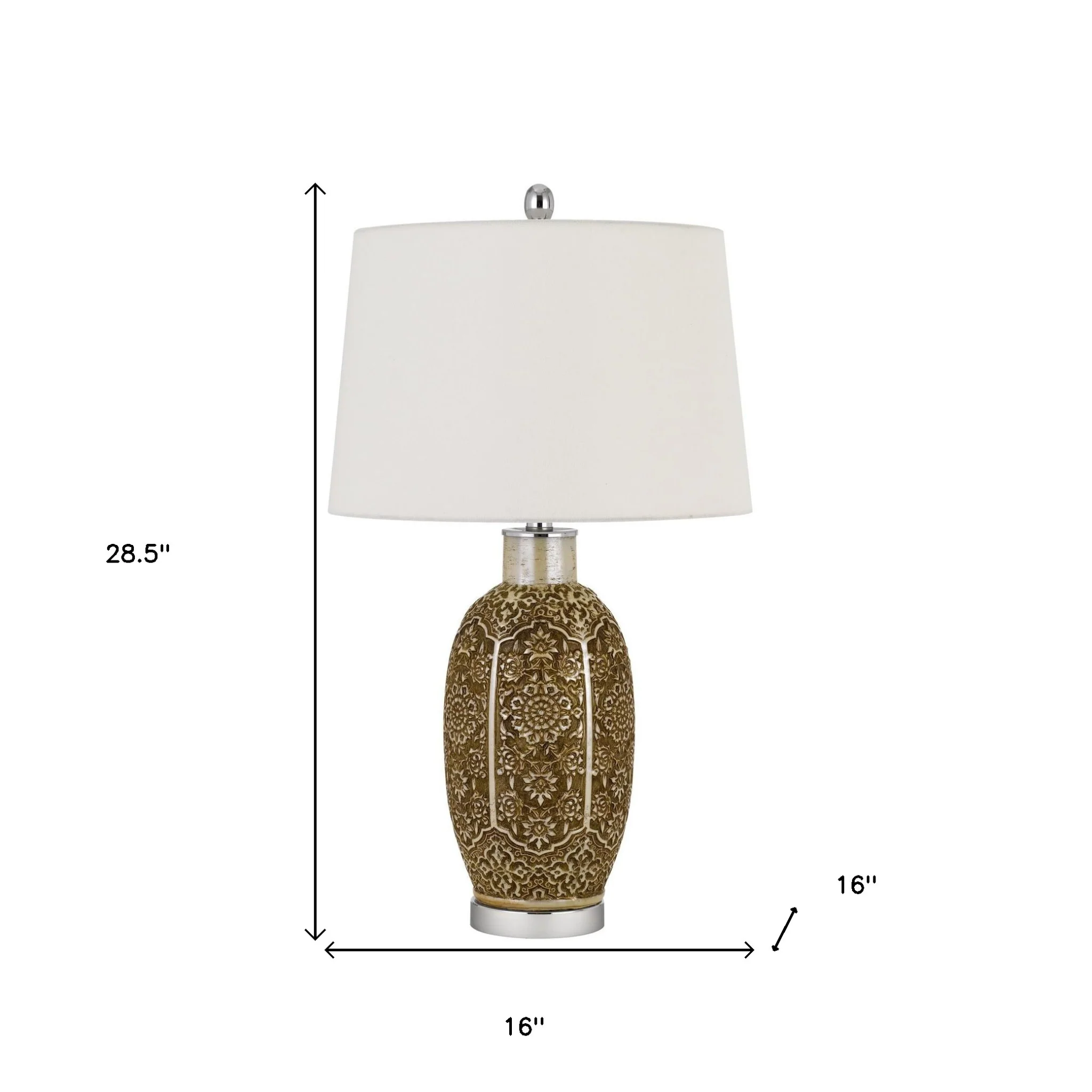 Brown Metal Table Lamp With Off White Empire Shade By Homeroots - Image 3