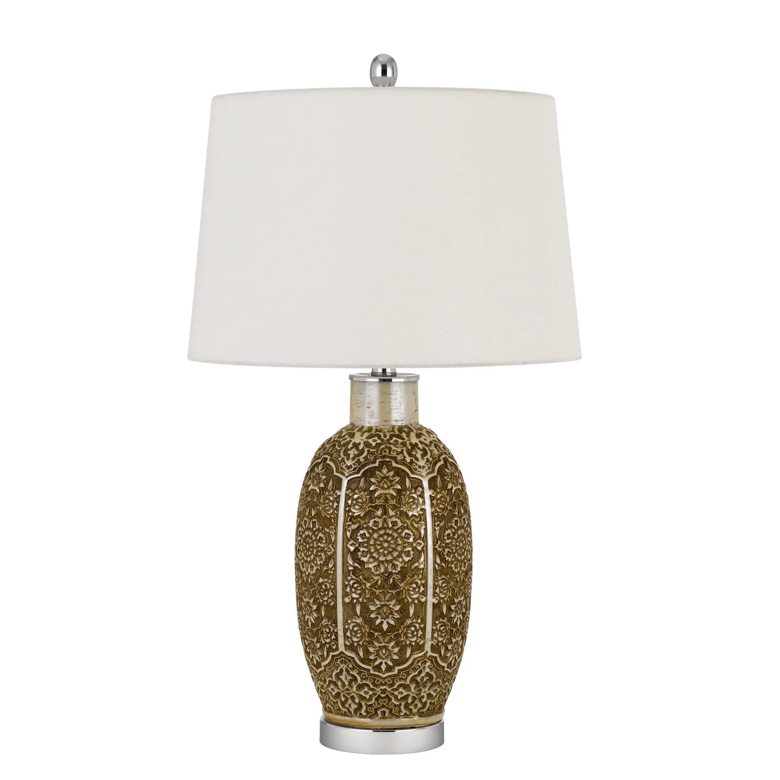 Brown Metal Table Lamp With Off White Empire Shade By Homeroots - Image 4