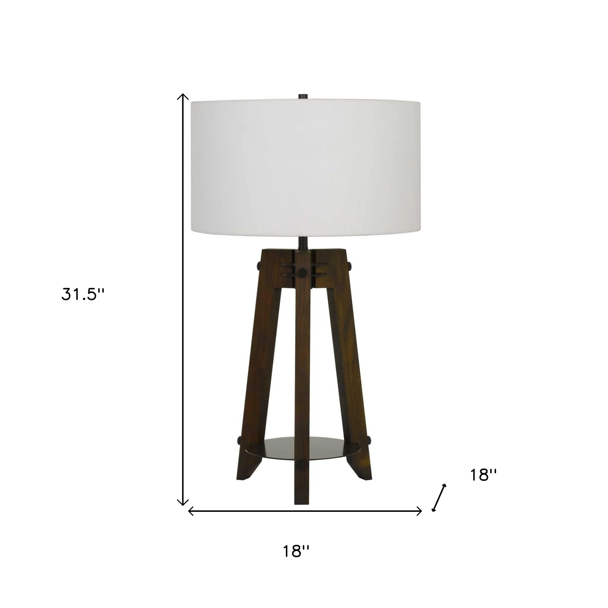 Brown Metal Tripod Table Lamp With Off White Drum Shade By Homeroots - Image 4
