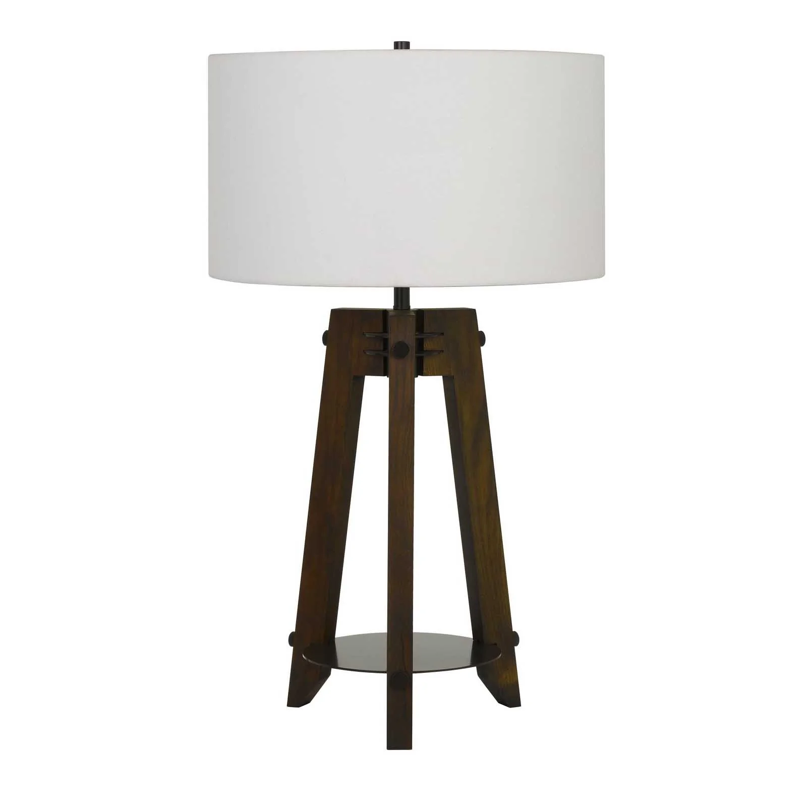 Brown Metal Tripod Table Lamp With Off White Drum Shade By Homeroots - Image 5
