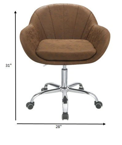 Brown Metal Tube Office Chair By Homeroots - Image 4