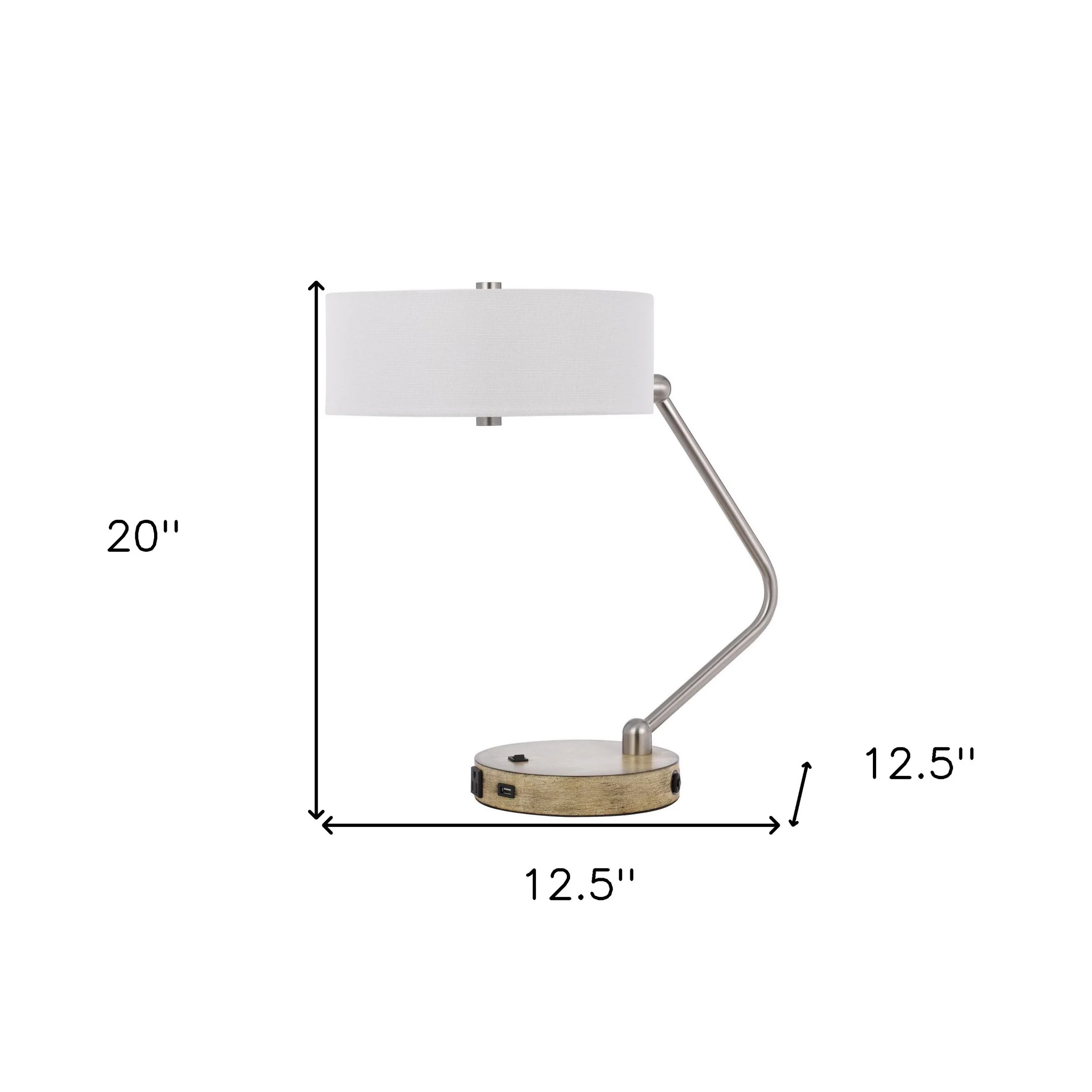 Brown Metal Two Light Lantern Desk USB Table Lamp With White Drum Shade By Homeroots - Image 7