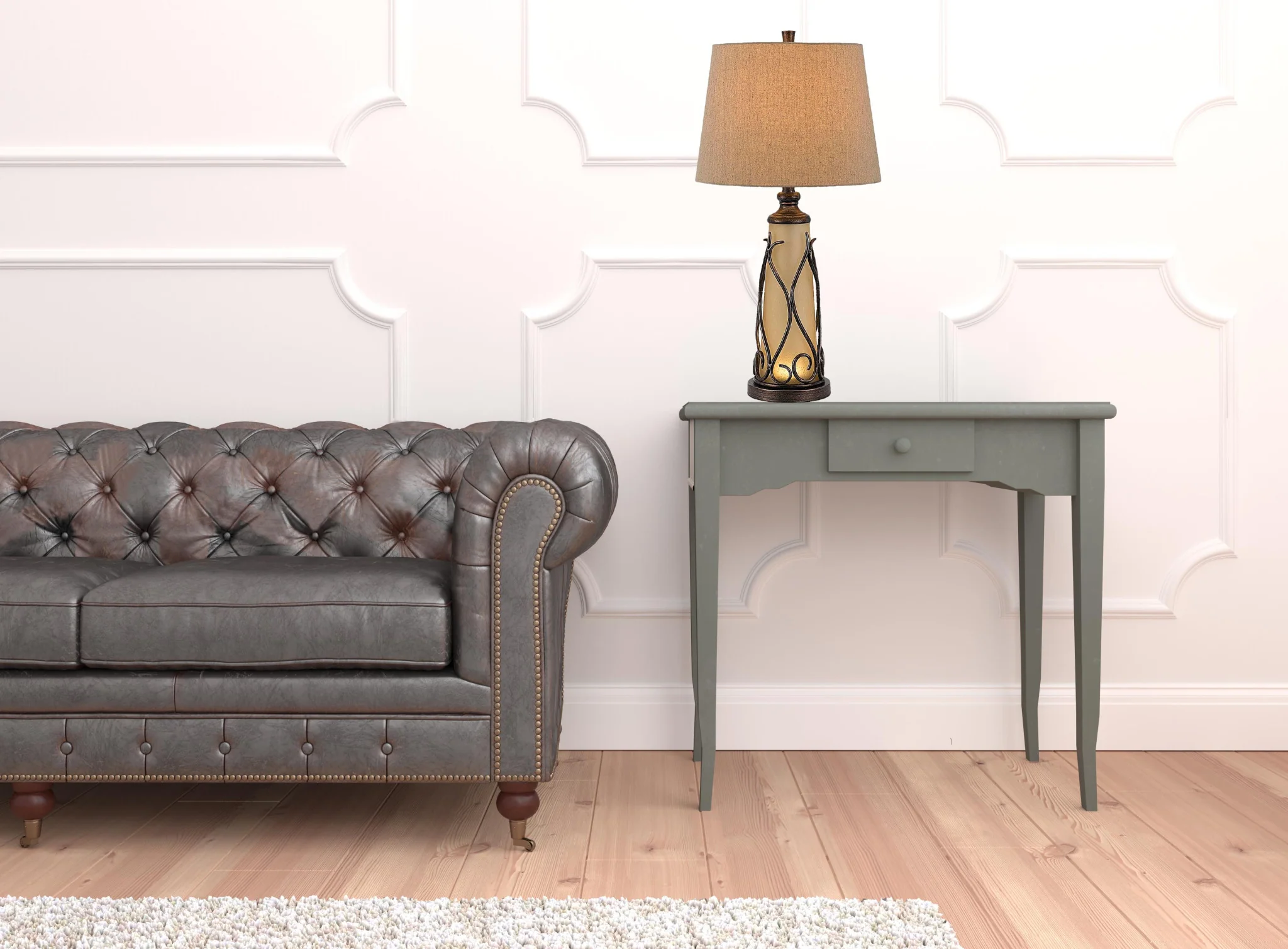 Brown Metal Two Light Table Lamp With Brown Empire Shade By Homeroots - Image 4
