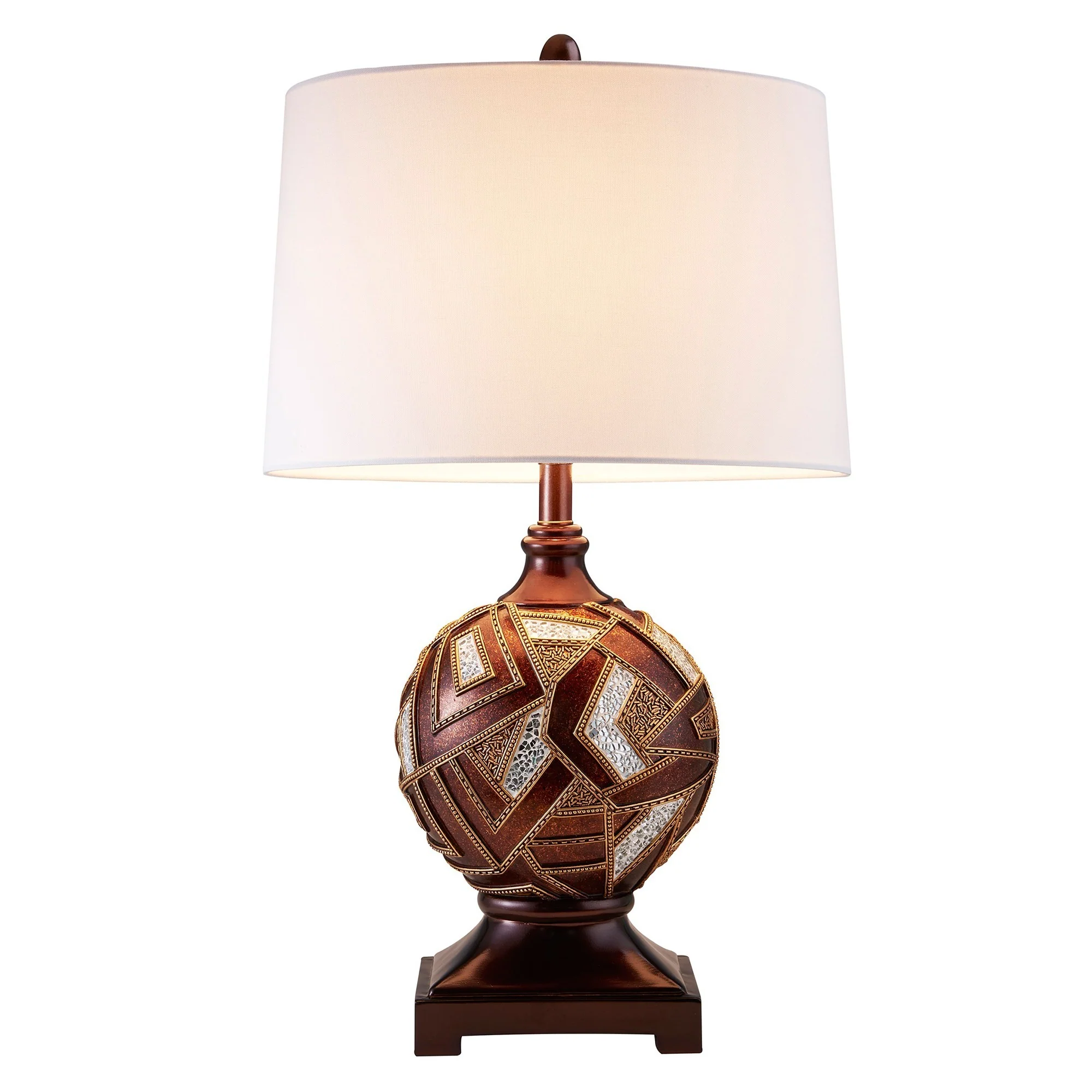 Brown Metallic Mosaic Design Table Lamp By Homeroots - Image 2