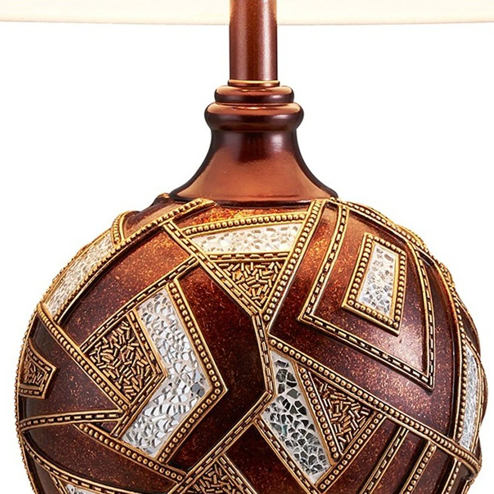 Brown Metallic Mosaic Design Table Lamp By Homeroots - Image 3