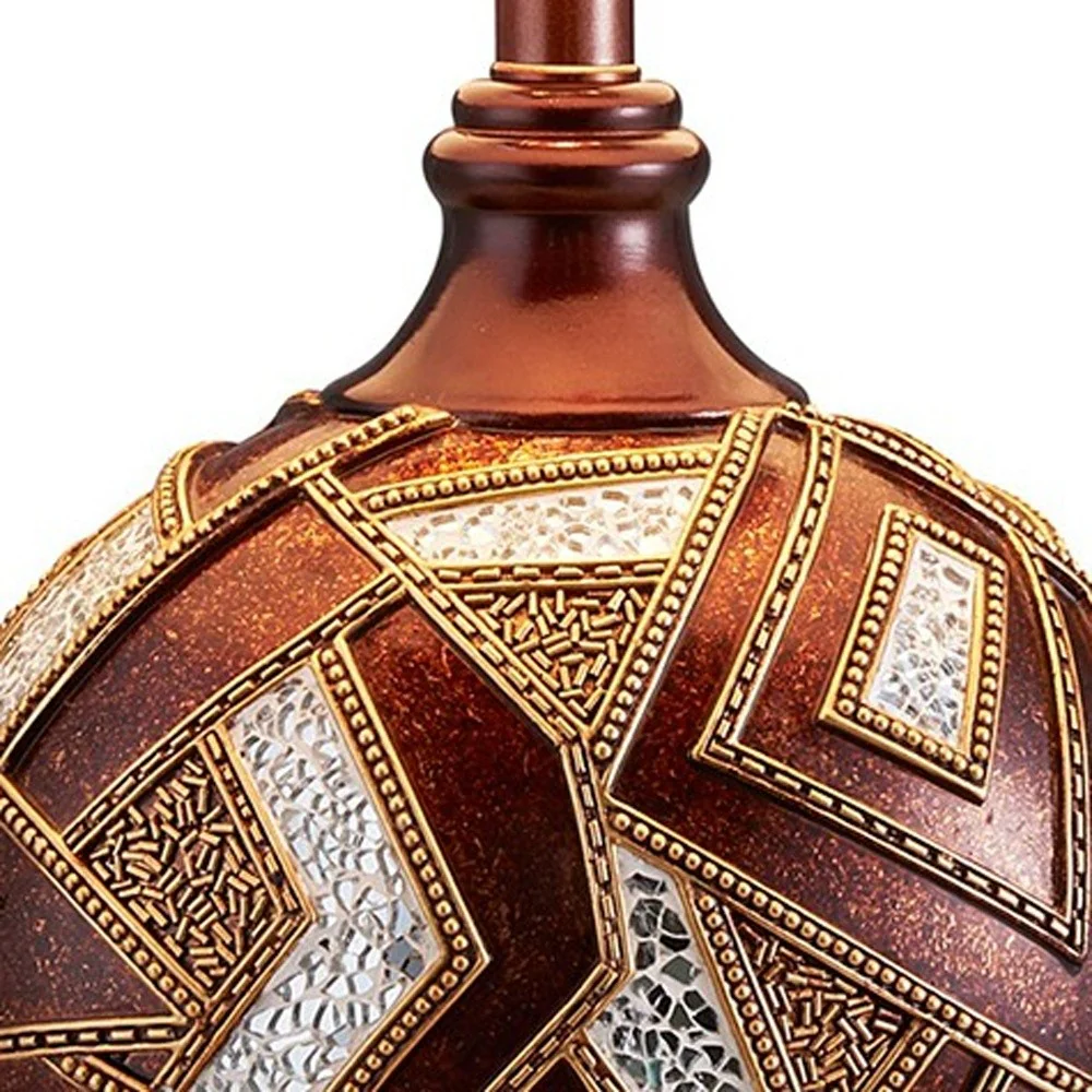Brown Metallic Mosaic Design Table Lamp By Homeroots - Image 4