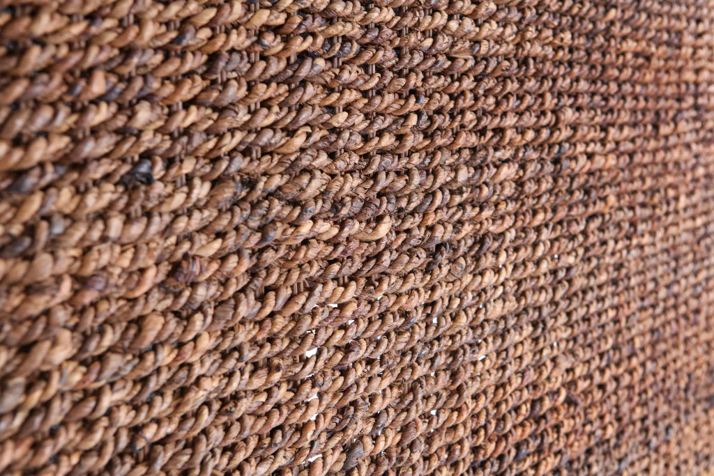 Brown Natural and Rustic Woven Banana Leaf Curved King Size Headboard By Homeroots - Image 2