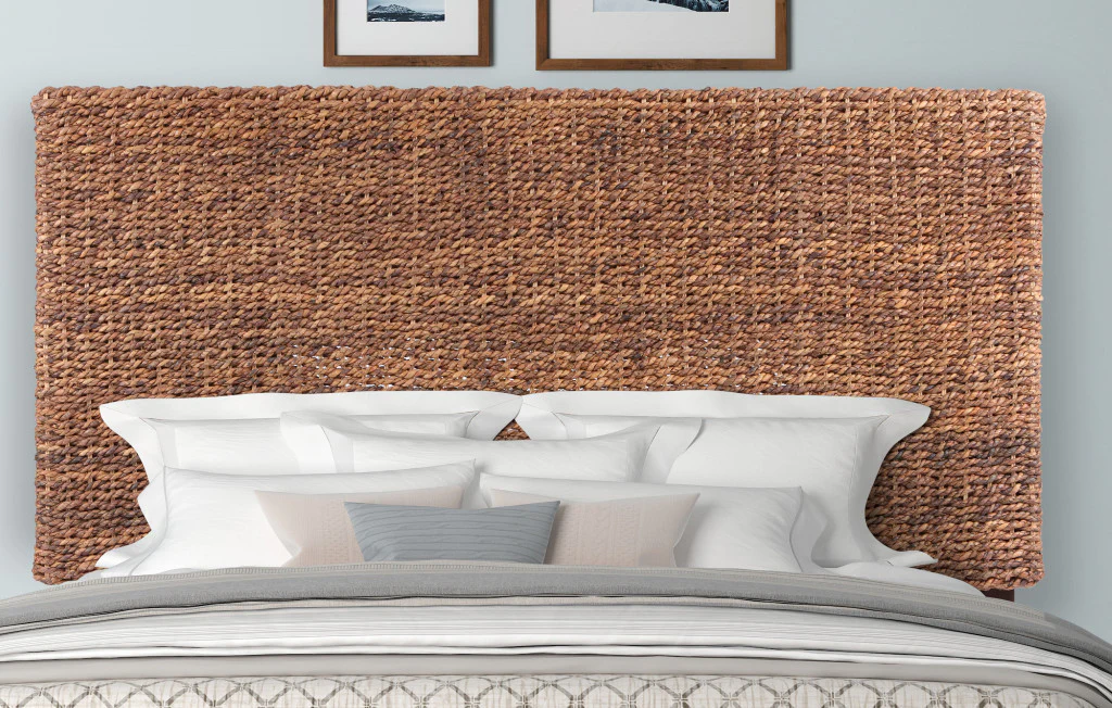 Brown Natural and Rustic Woven Banana Leaf Straight King Size Headboard By Homeroots - Image 5