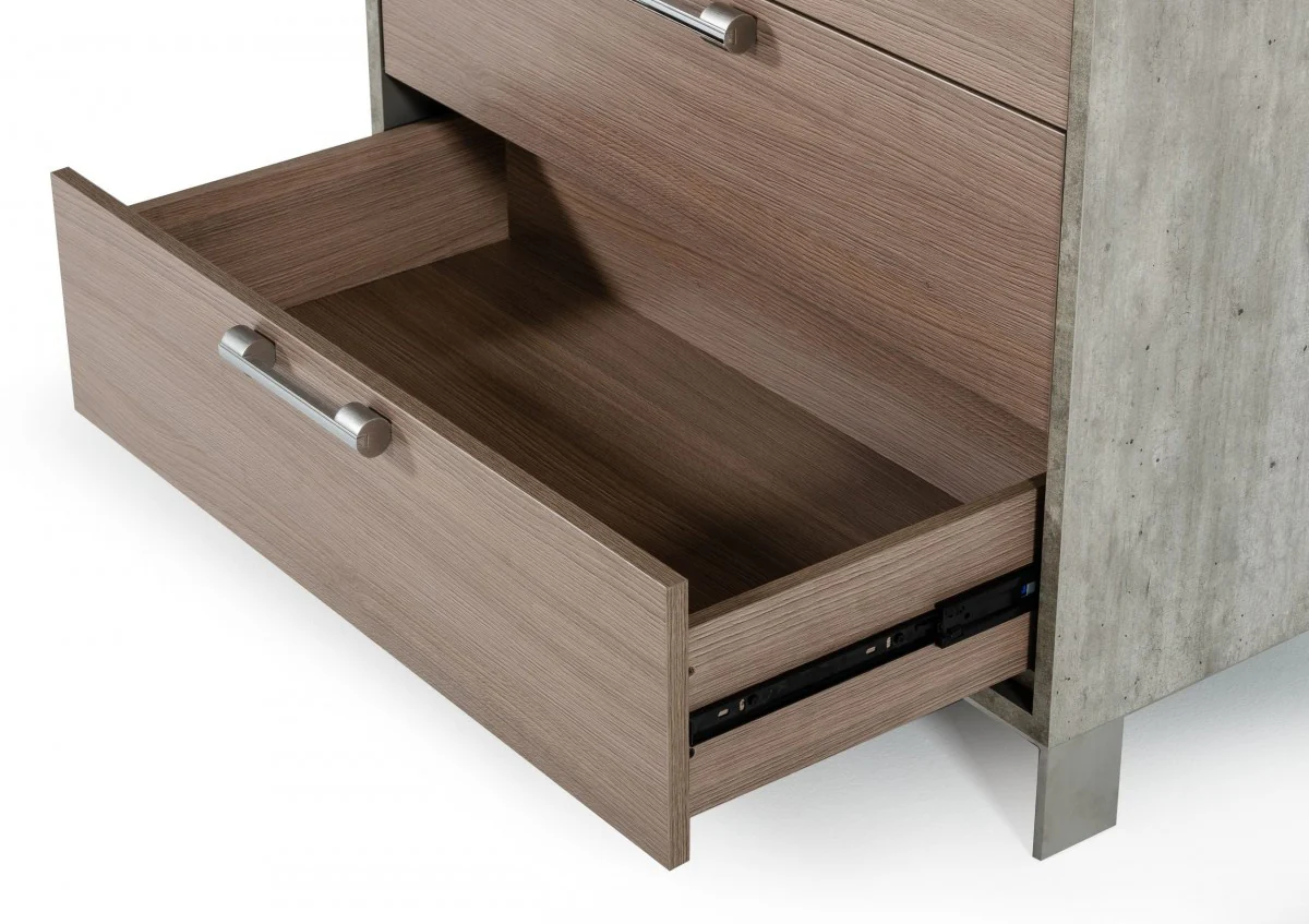 Brown Oak And Grey Solid And Manufactured Wood Five Drawer Chest By Homeroots - Image 4