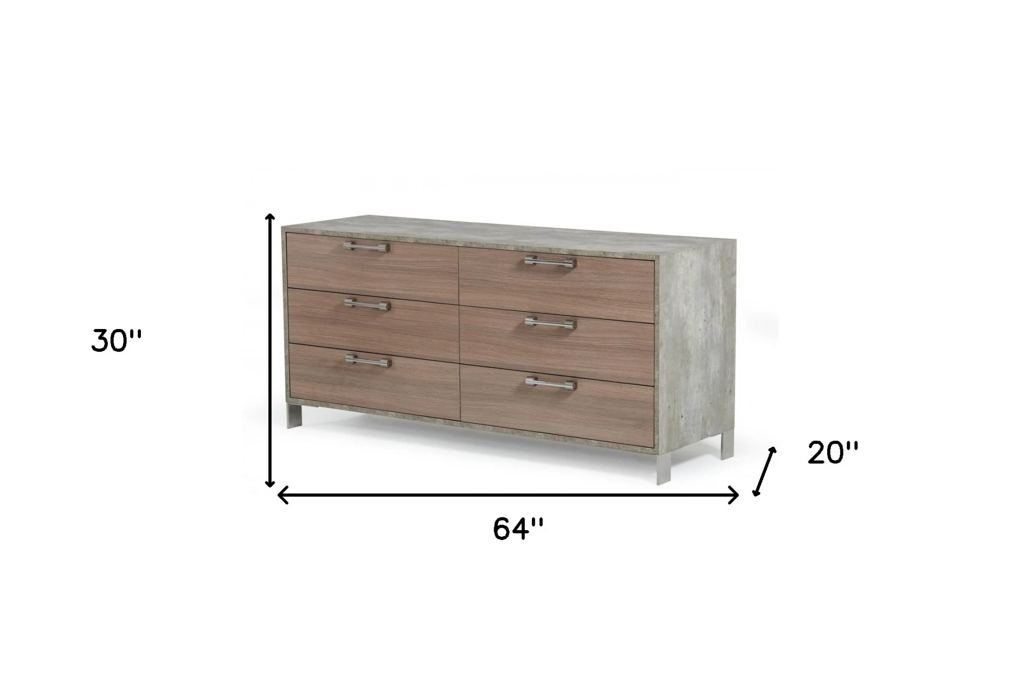 Brown Oak Grey Solid And Manufactured Wood Six Drawer Dresser By Homeroots - Image 3