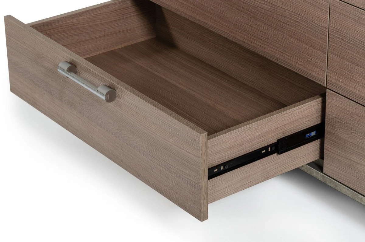 Brown Oak Grey Solid And Manufactured Wood Six Drawer Dresser By Homeroots - Image 5