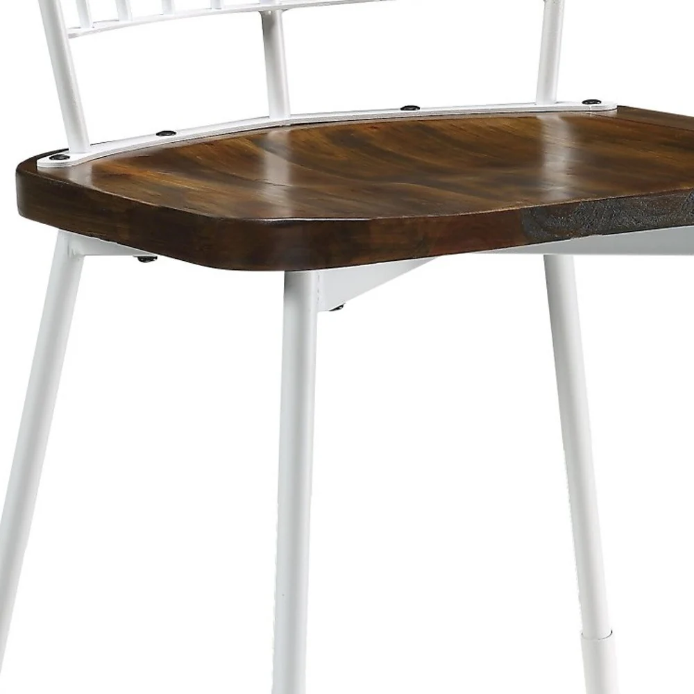 Brown Oak Wood And Black Metal Base Side Chair - Set Of 2 By Homeroots - Image 11