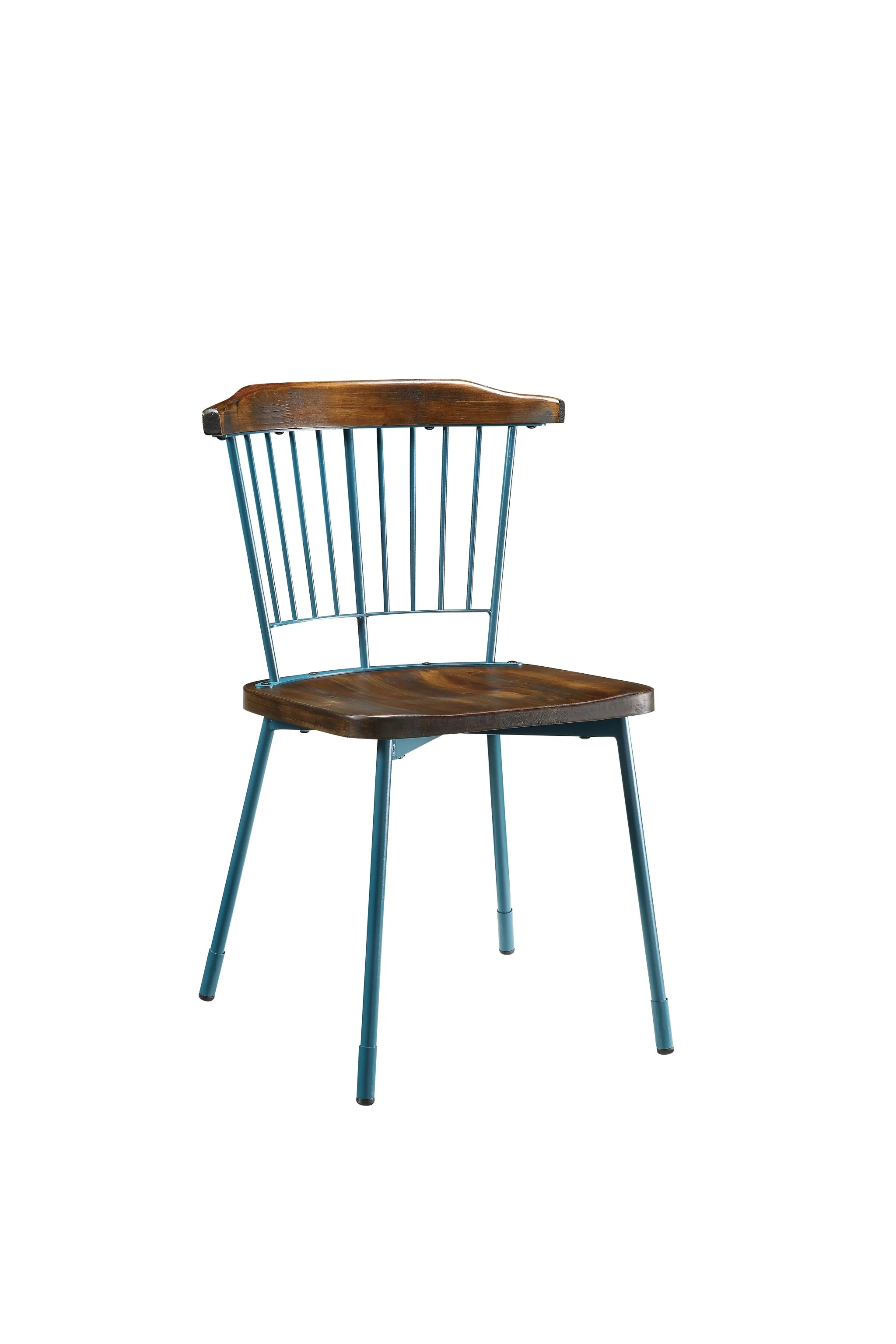 Brown Oak Wood And Black Metal Base Side Chair - Set Of 2 By Homeroots - Image 13