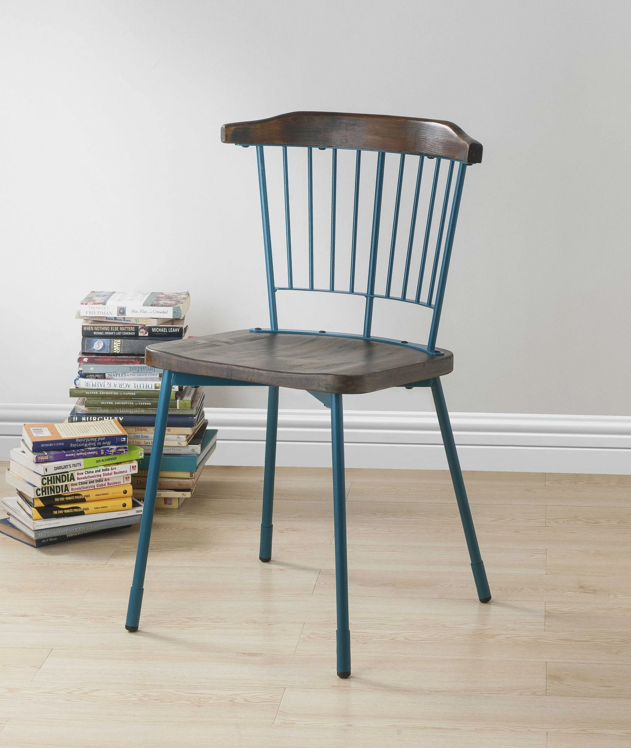 Brown Oak Wood And Black Metal Base Side Chair - Set Of 2 By Homeroots - Image 15