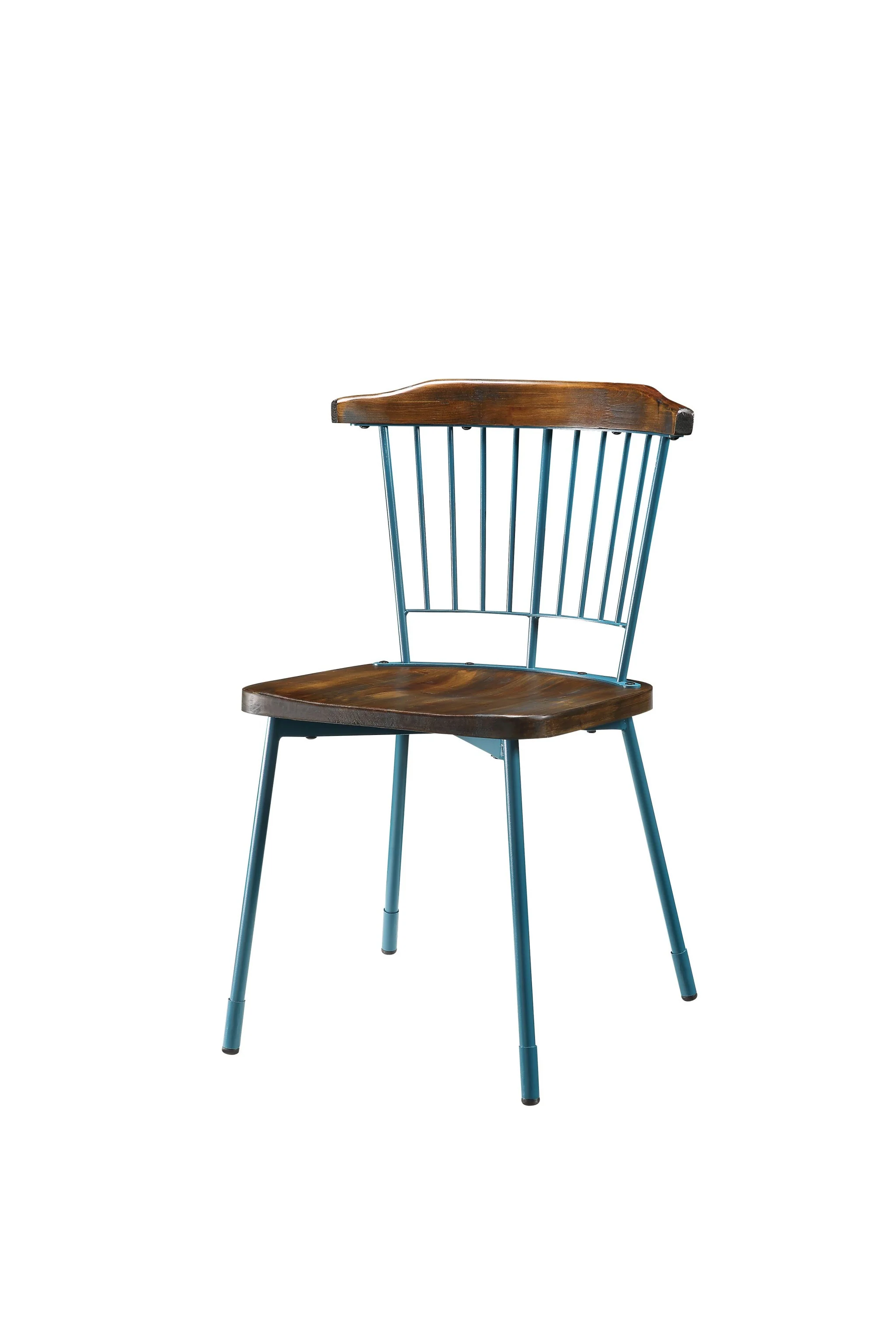 Brown Oak Wood And Black Metal Base Side Chair - Set Of 2 By Homeroots - Image 16