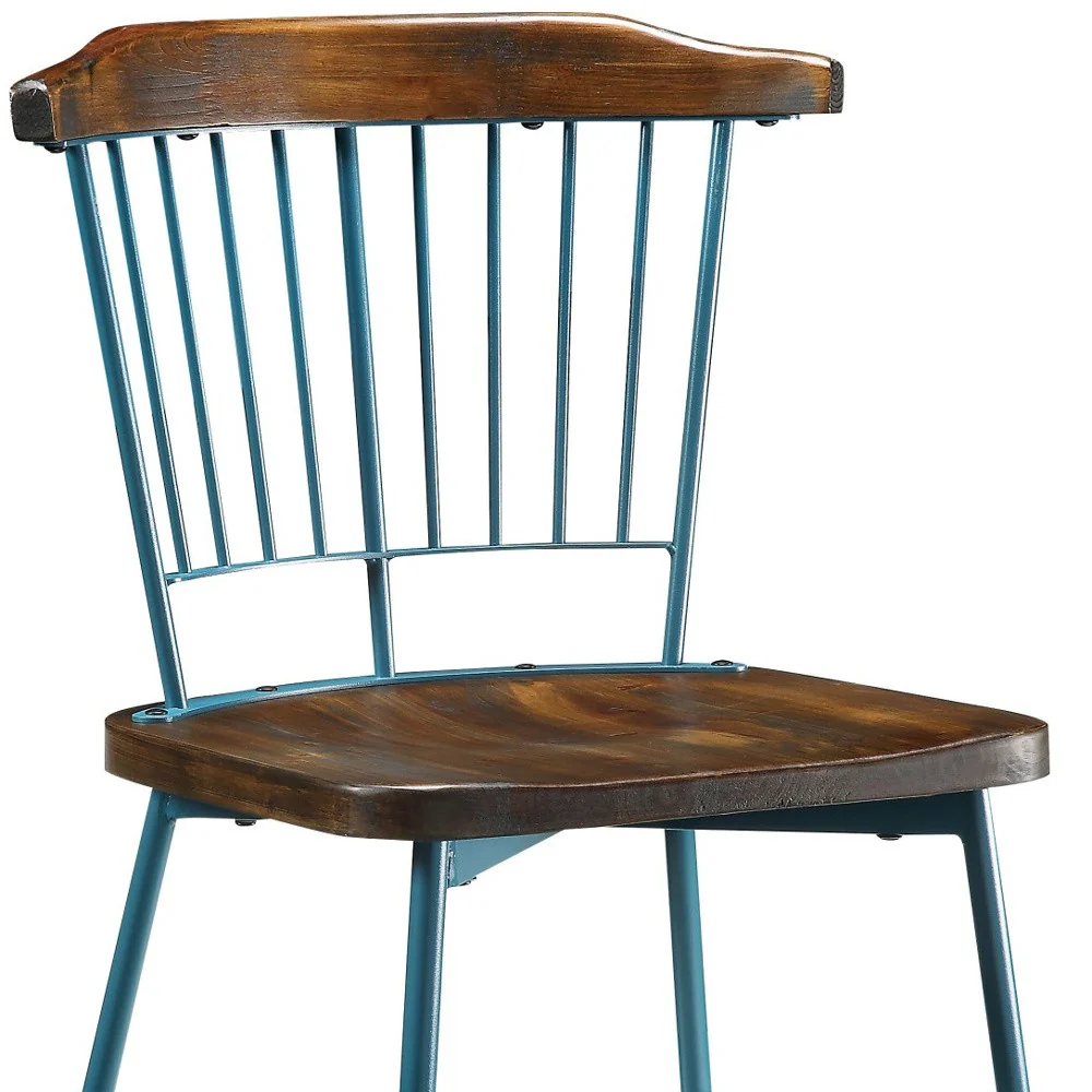 Brown Oak Wood And Black Metal Base Side Chair - Set Of 2 By Homeroots - Image 17
