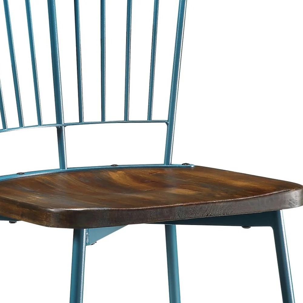 Brown Oak Wood And Black Metal Base Side Chair - Set Of 2 By Homeroots - Image 18