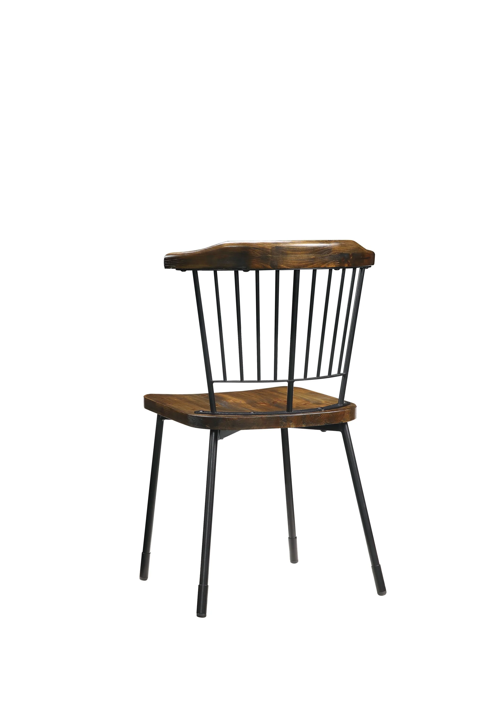 Brown Oak Wood And Black Metal Base Side Chair - Set Of 2 By Homeroots - Image 3