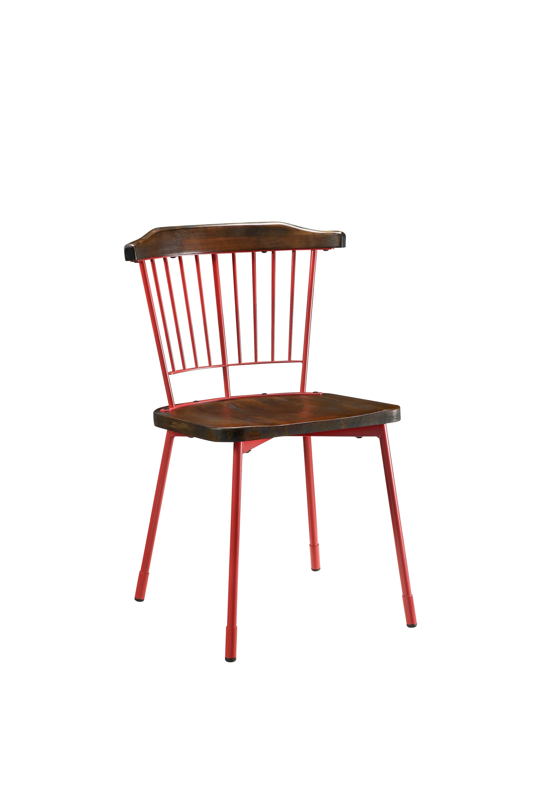 Brown Oak Wood And Black Metal Base Side Chair - Set Of 2 By Homeroots - Image 5