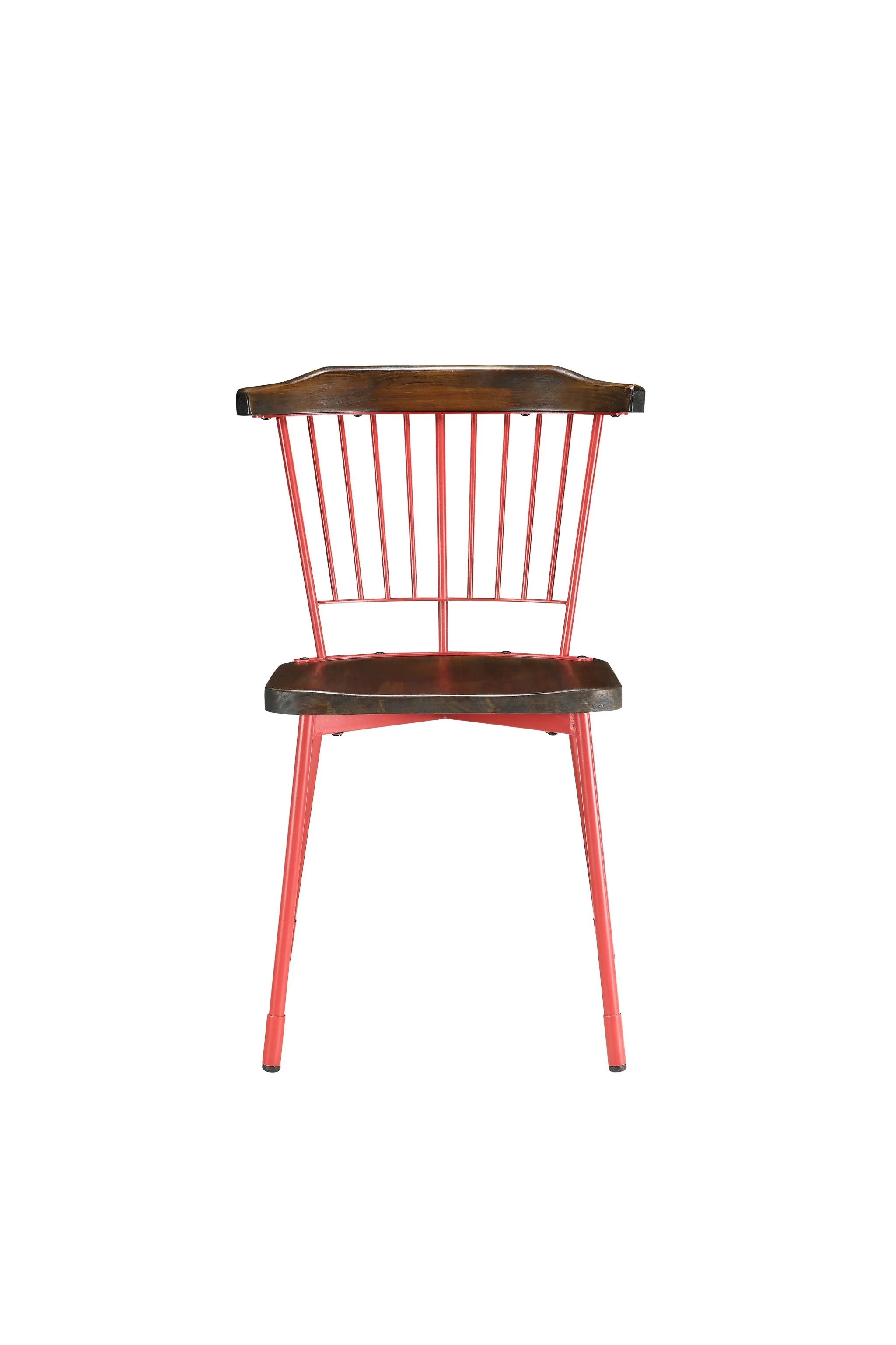 Brown Oak Wood And Black Metal Base Side Chair - Set Of 2 By Homeroots - Image 7