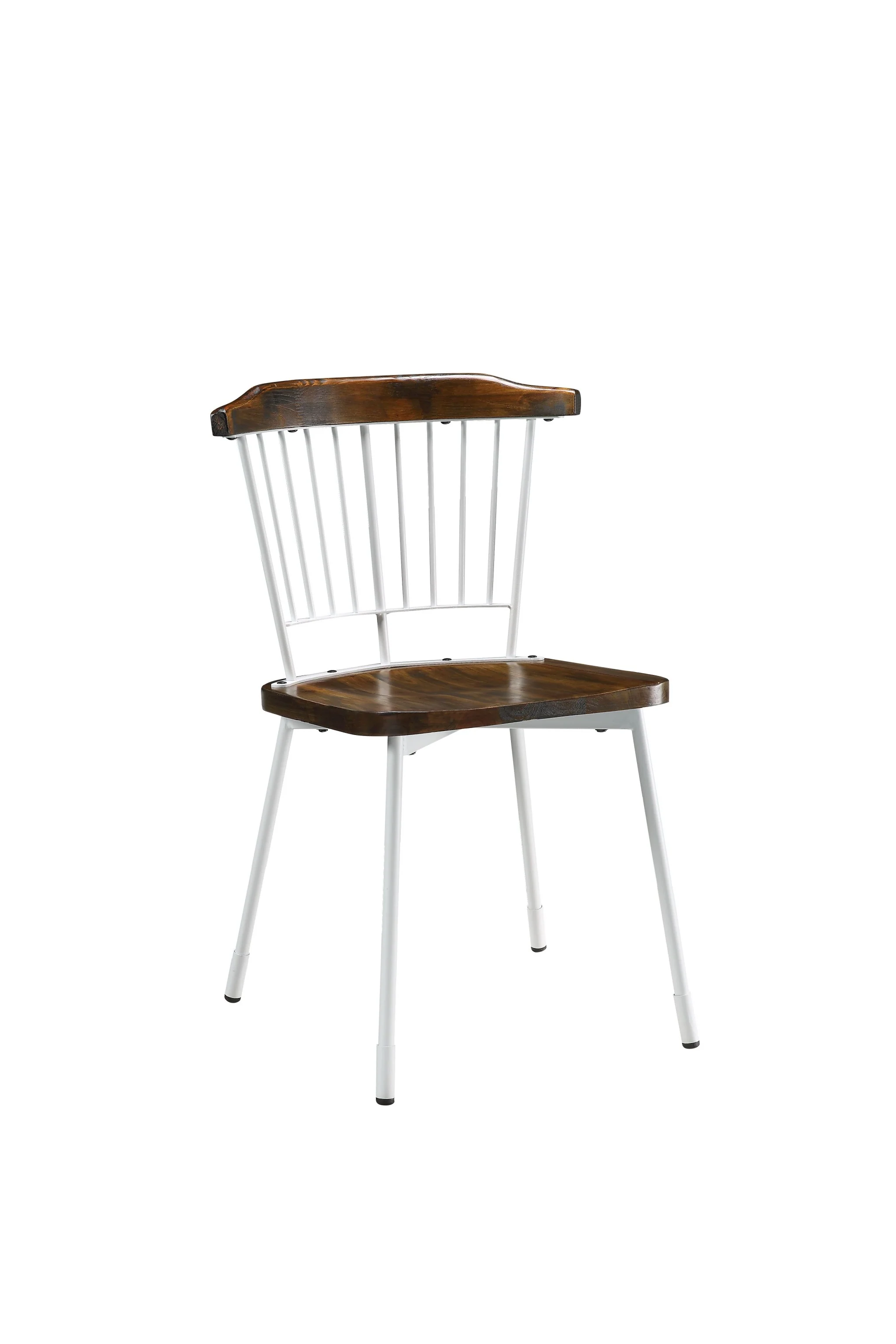 Brown Oak Wood And Black Metal Base Side Chair - Set Of 2 By Homeroots - Image 8