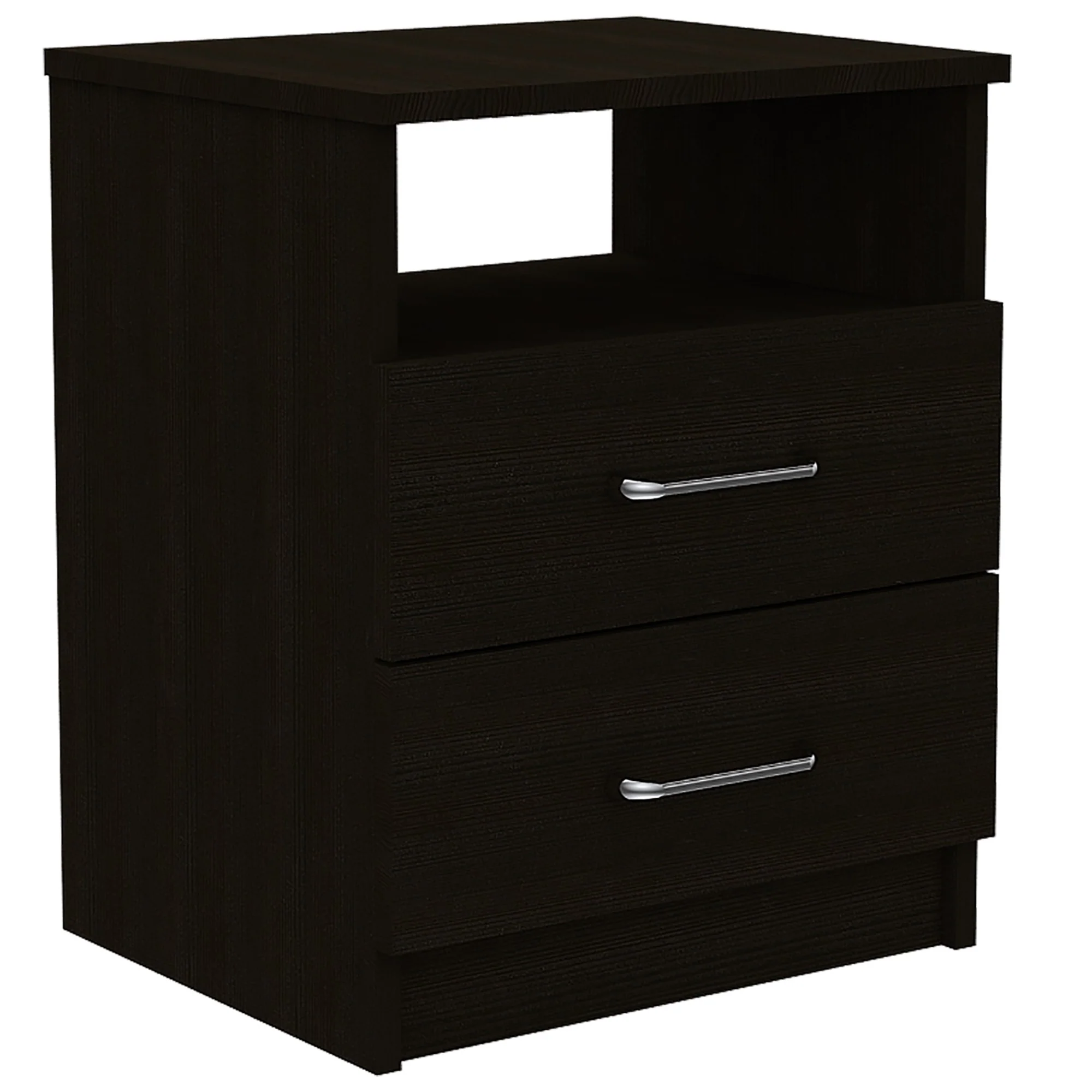 Brown Open Compartment Two Drawer Nightstand By Homeroots - Image 2