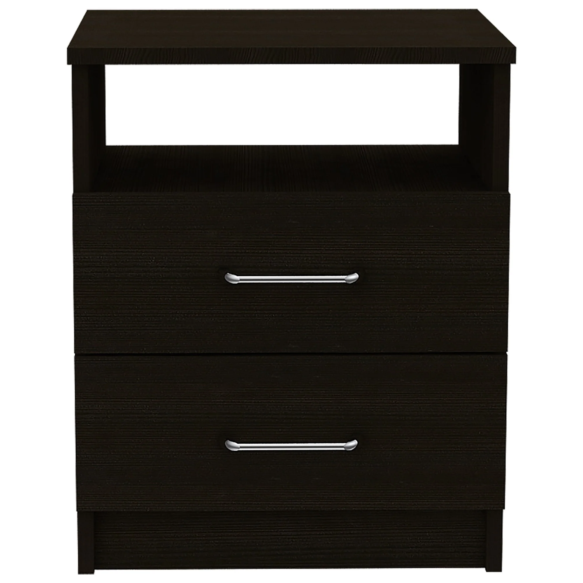 Brown Open Compartment Two Drawer Nightstand By Homeroots - Image 4