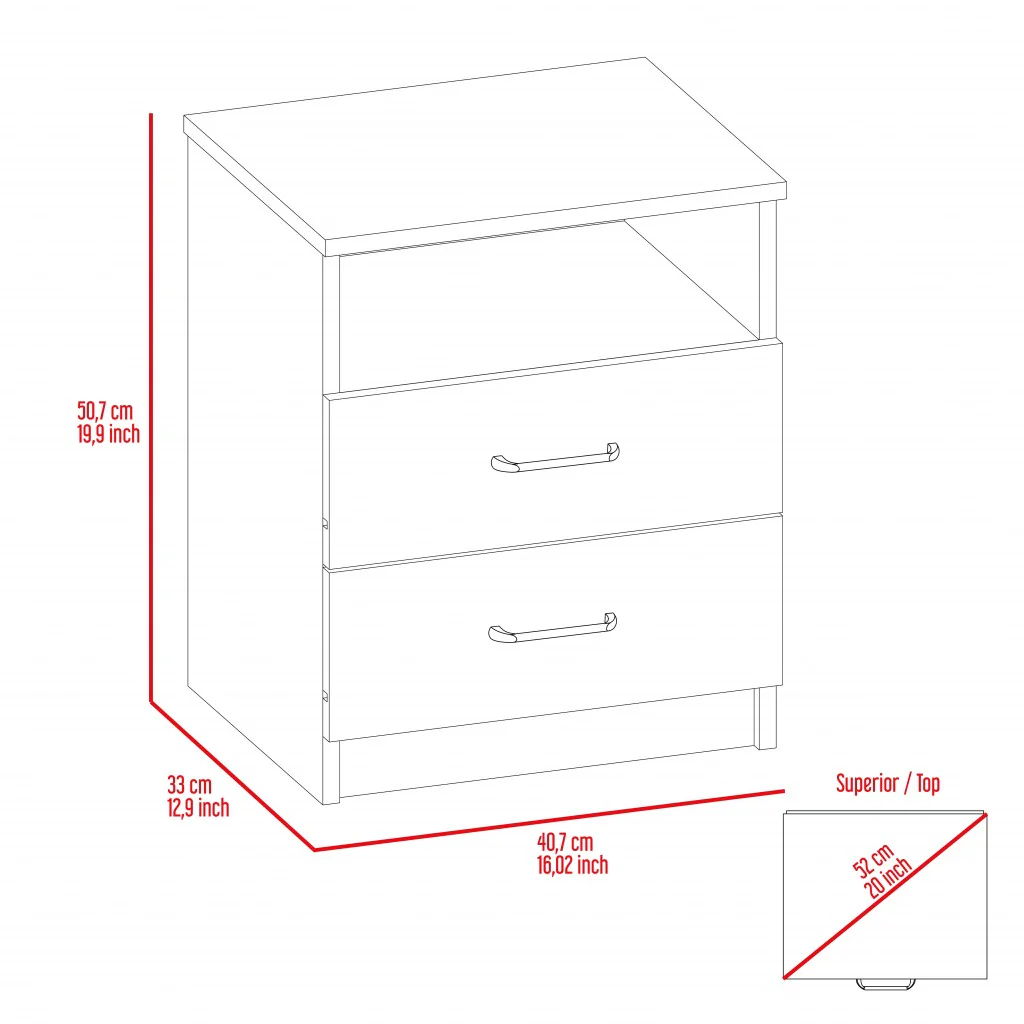 Brown Open Compartment Two Drawer Nightstand By Homeroots - Image 8