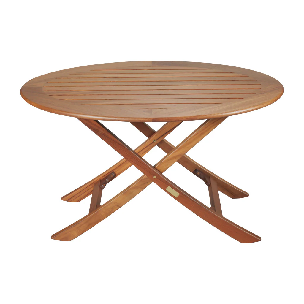 Brown Oval Solid Wood Folding Outdoor Side Table By Homeroots - Image 3