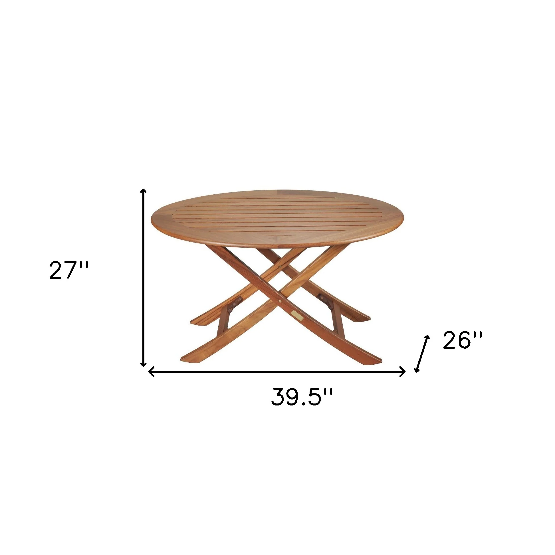 Brown Oval Solid Wood Folding Outdoor Side Table By Homeroots - Image 6