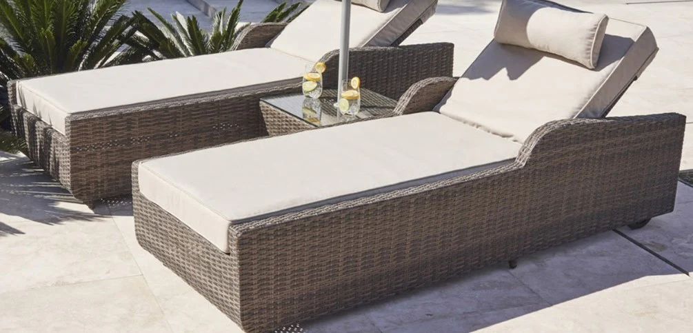 Brown Piece Outdoor Arm Chaise Lounge Set with Cushions By Homeroots - Image 4