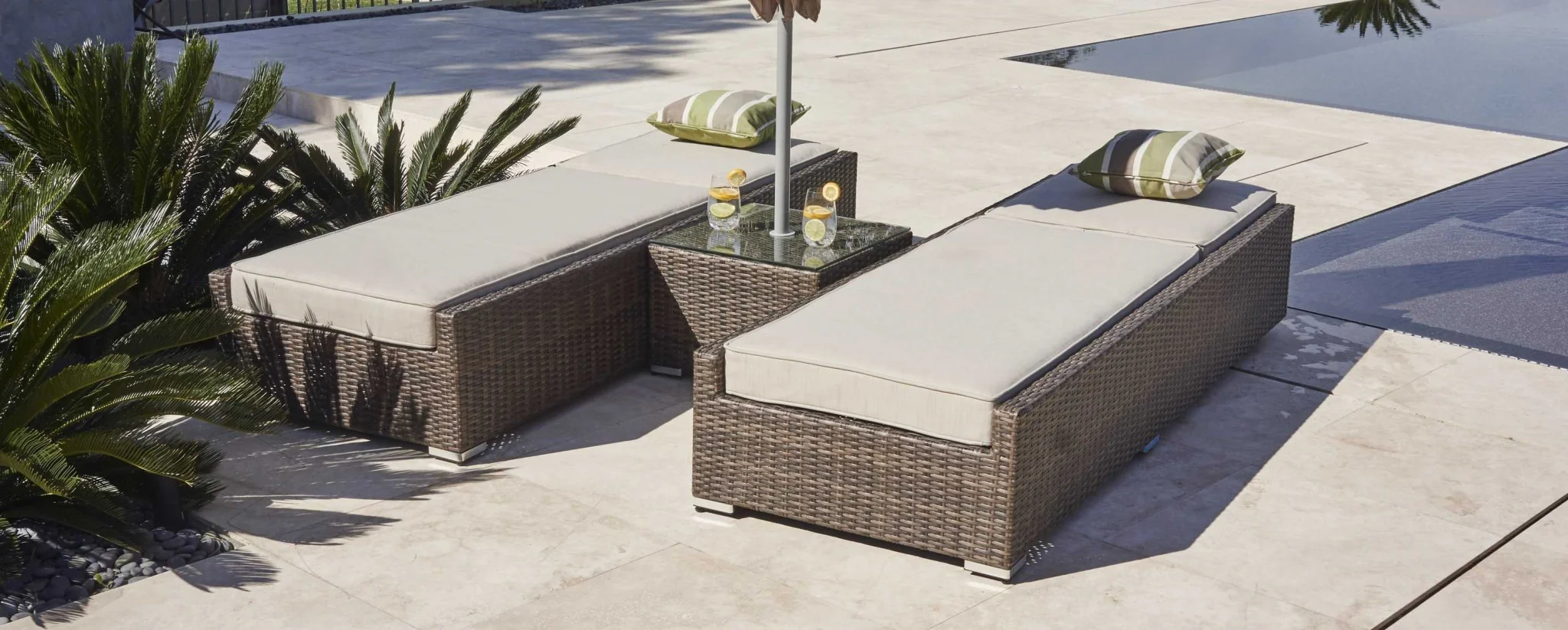 Brown Piece Outdoor Armless Chaise Lounge Set with Cushions By Homeroots - Image 4