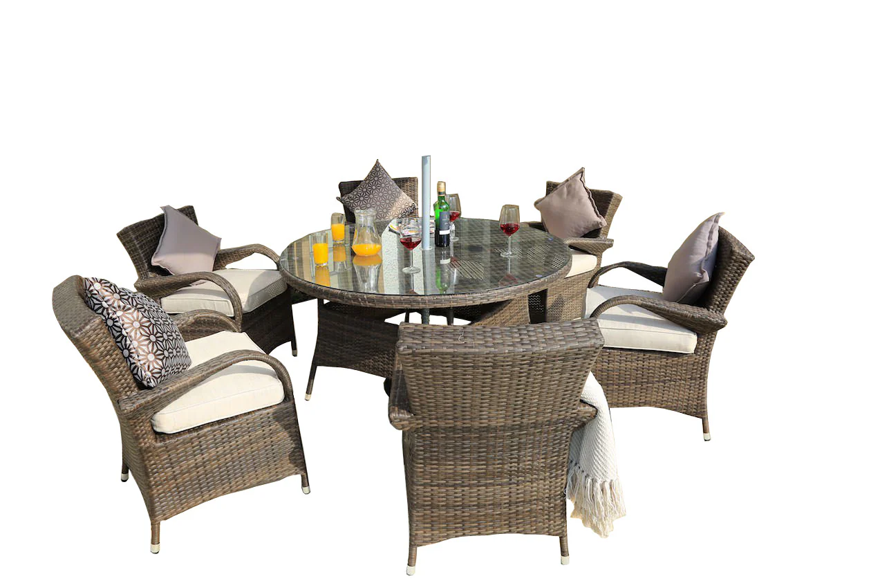 Brown Piece Outdoor Dining Set with Washed Cushion By Homeroots - Image 2