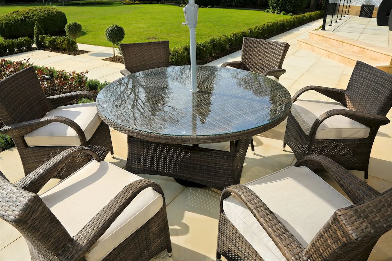 Brown Piece Outdoor Dining Set with Washed Cushion By Homeroots - Image 5