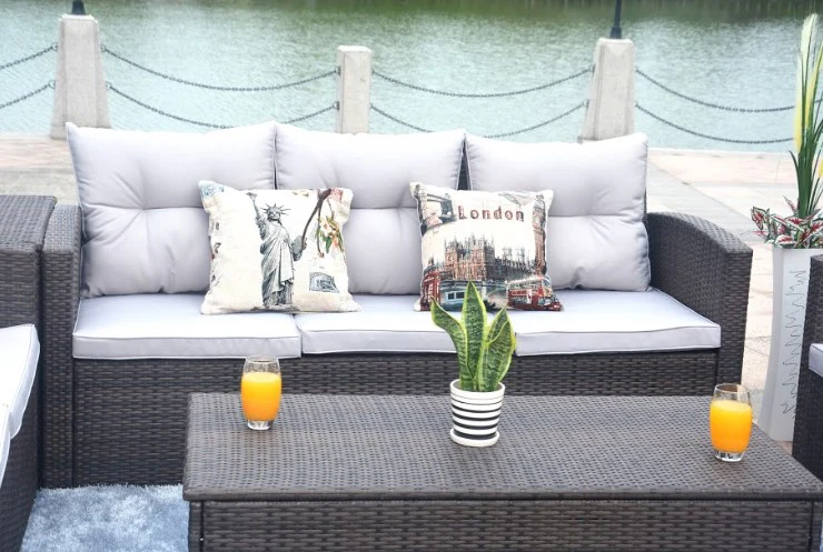 Brown -Piece Patio Conversation Set with Cushions and Storage Bos By Homeroots - Image 3