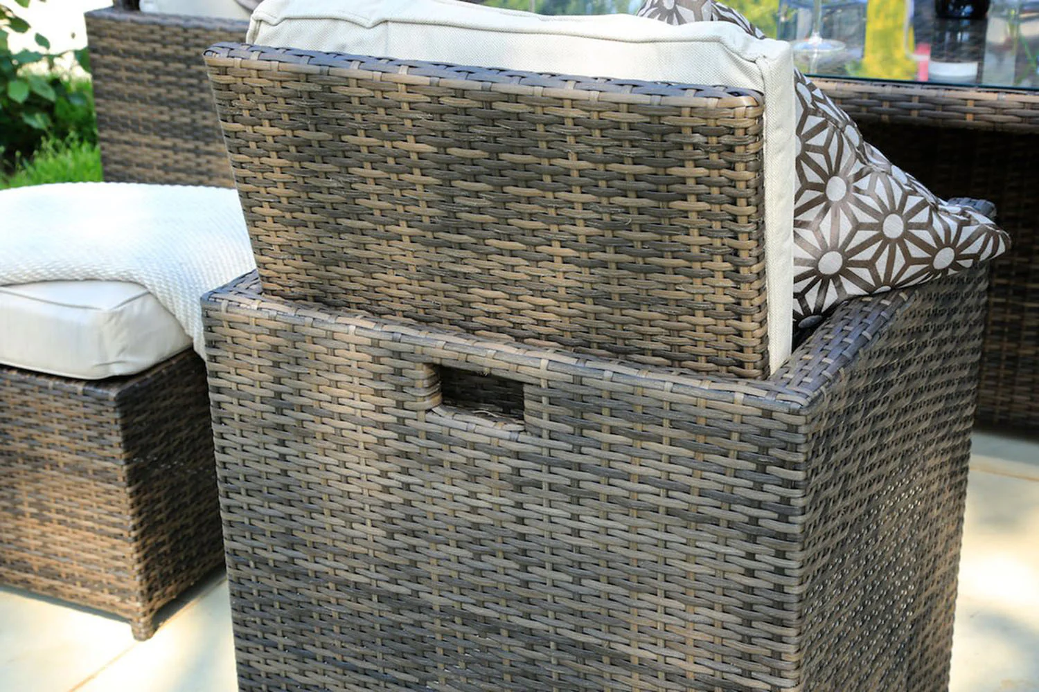 Brown Piece Square Outdoor Dining Set with Beige Cushions By Homeroots - Image 4