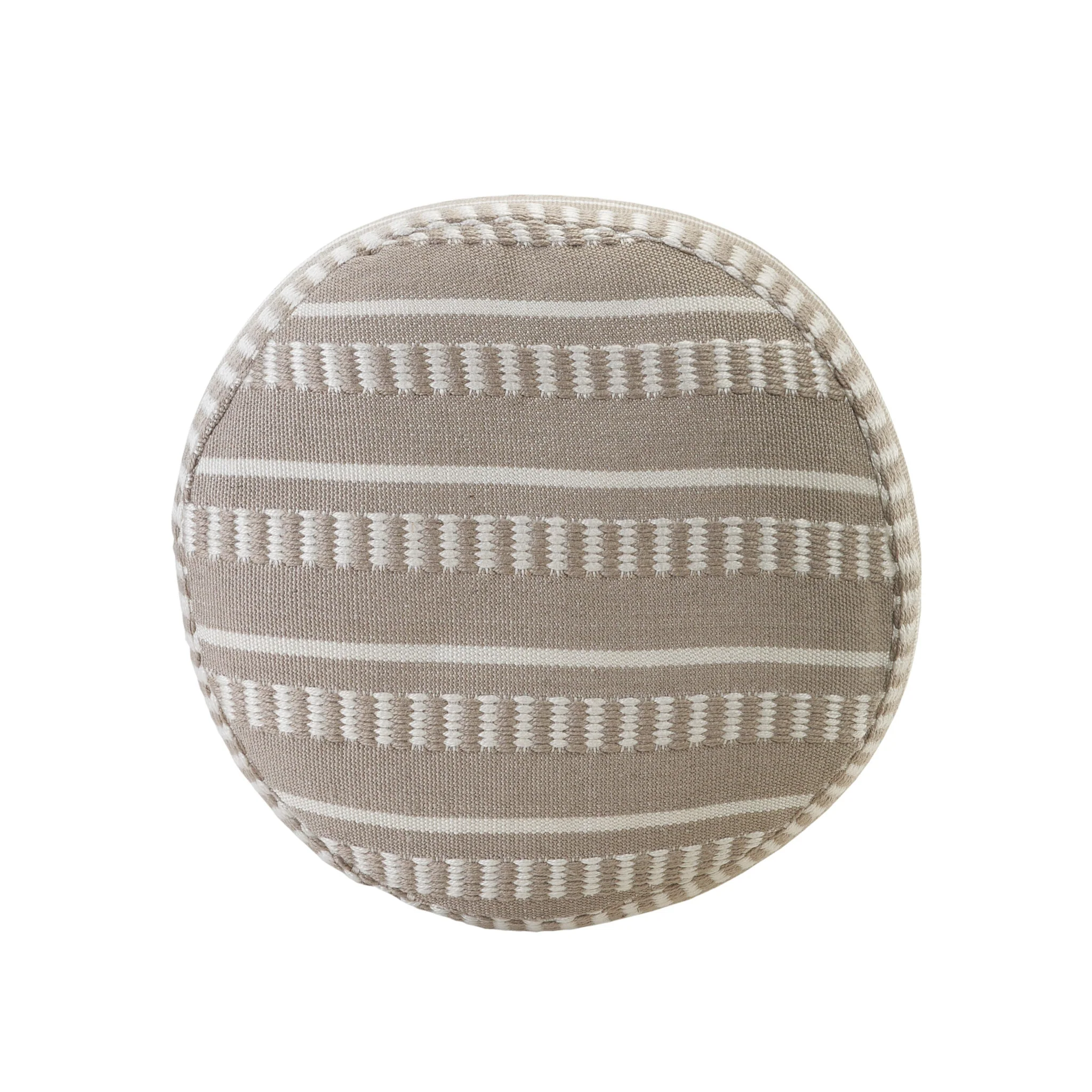 Brown Polyester Round Striped Indoor Outdoor Pouf Ottoman By Homeroots - Image 3