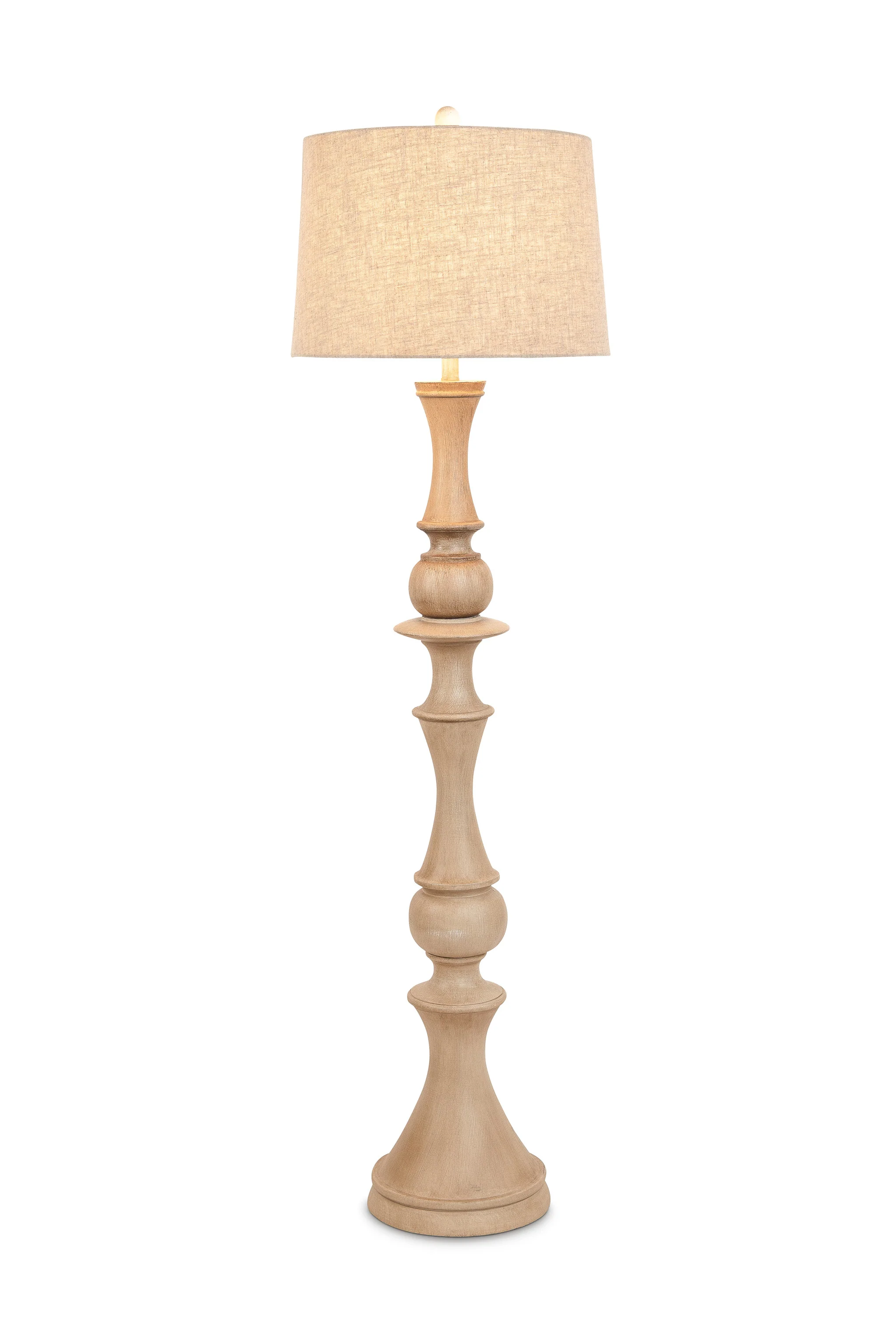 Brown Polyresin Novelty Floor Lamp With Beige Linen Shade By Homeroots - Image 2