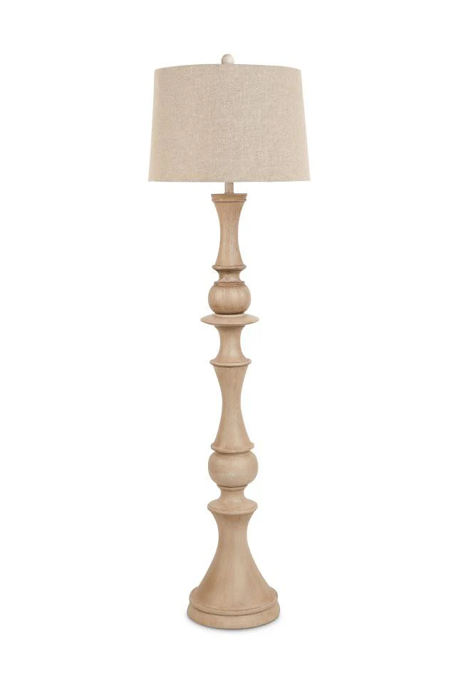 Brown Polyresin Novelty Floor Lamp With Beige Linen Shade By Homeroots - Image 3